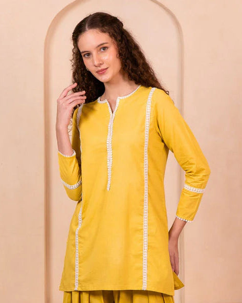 Lemon Yellow Cotton Kurti