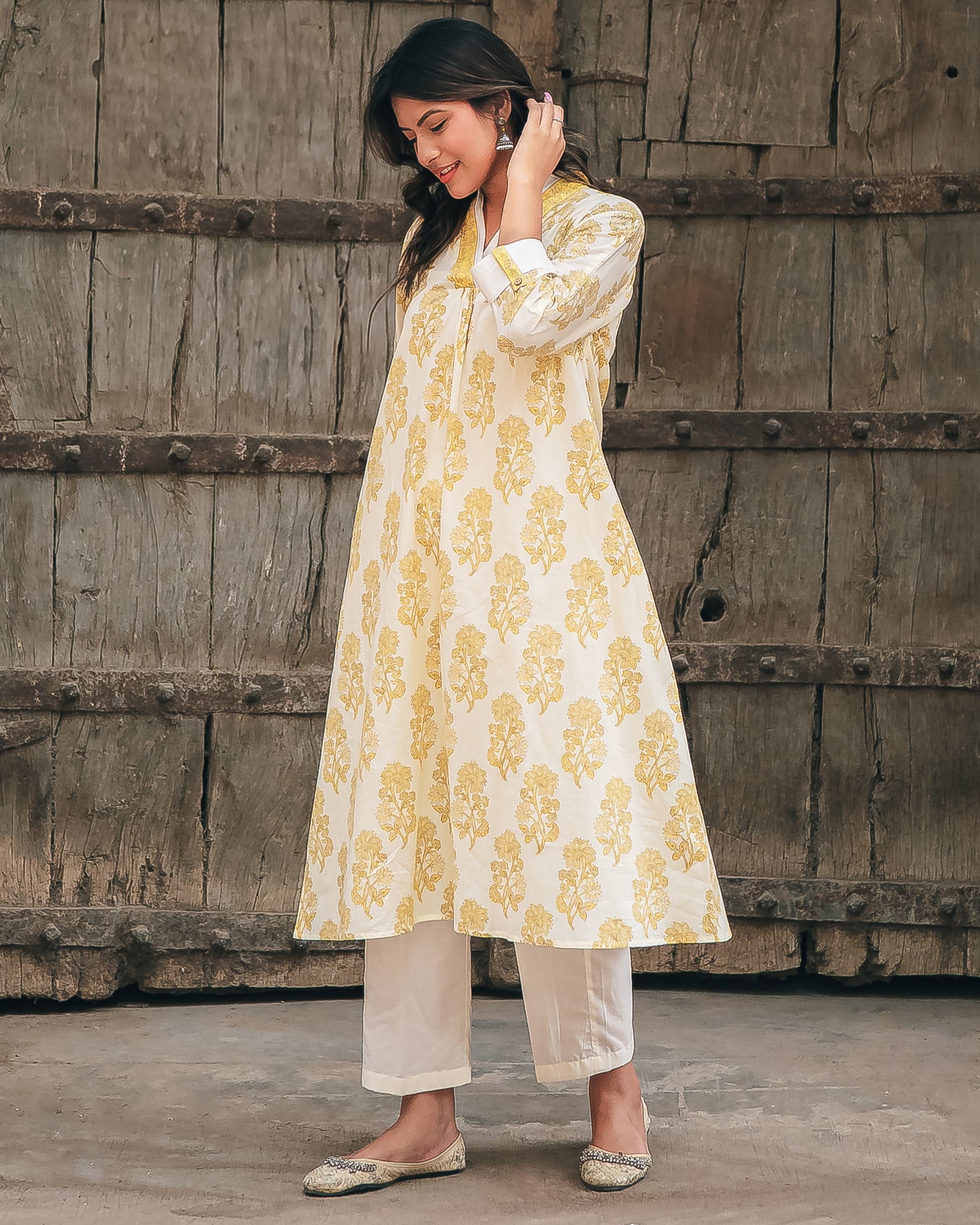 Handblocked Kurta Set