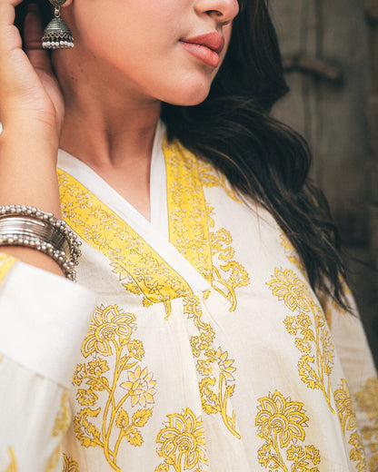 Handblocked Kurta Set