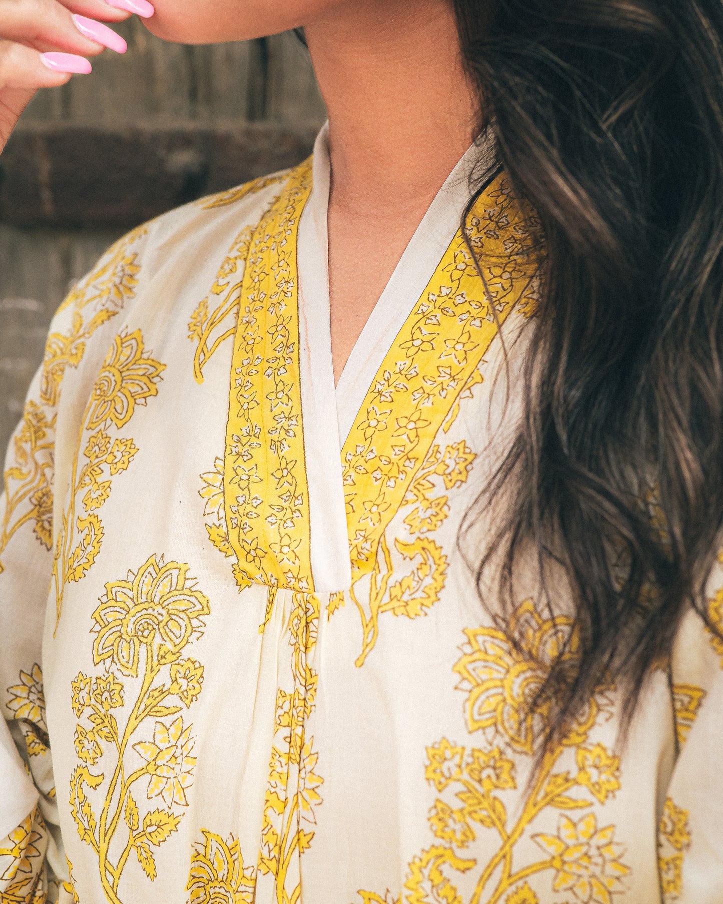 Handblocked Kurta Set