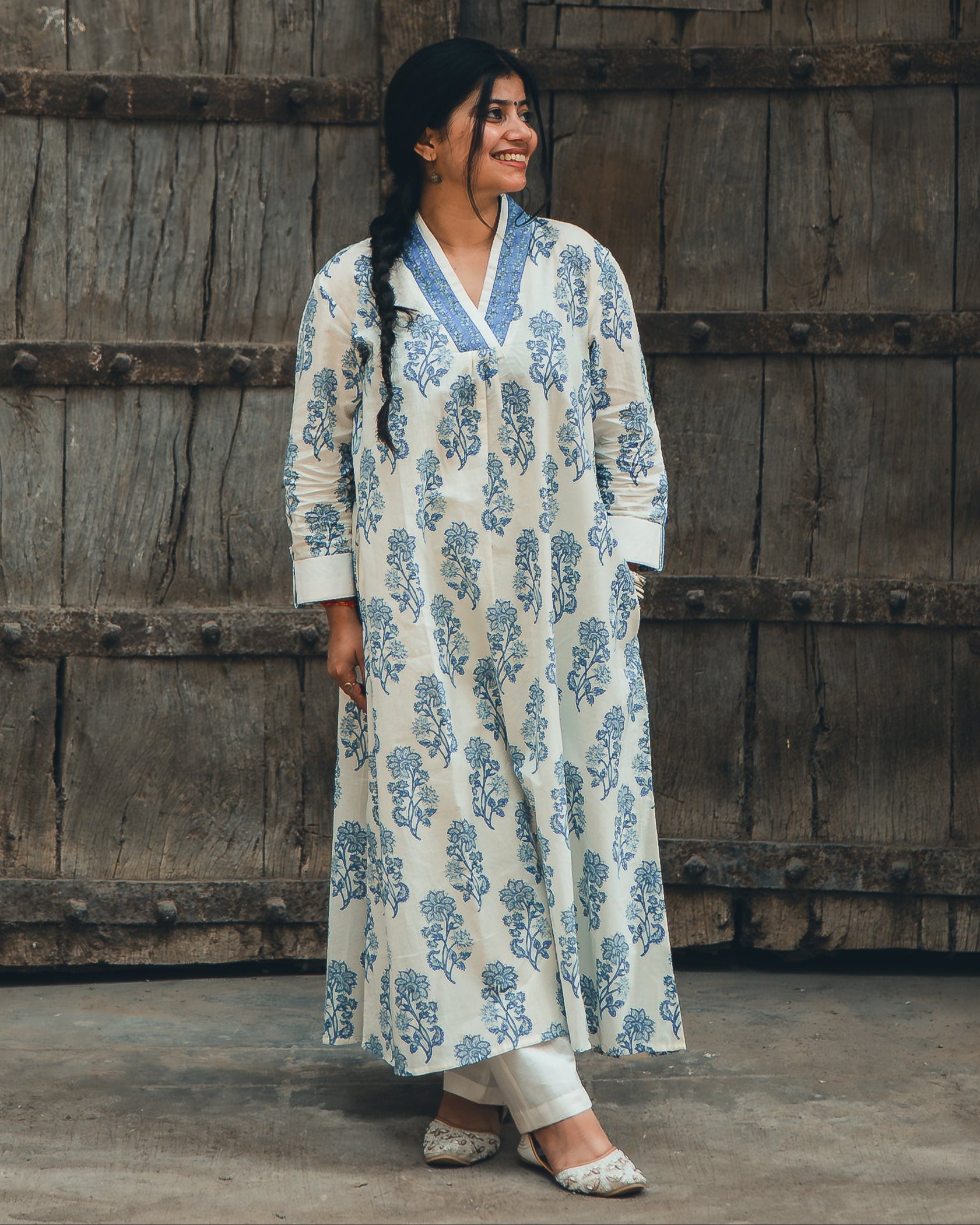 Handblocked Kurta Set