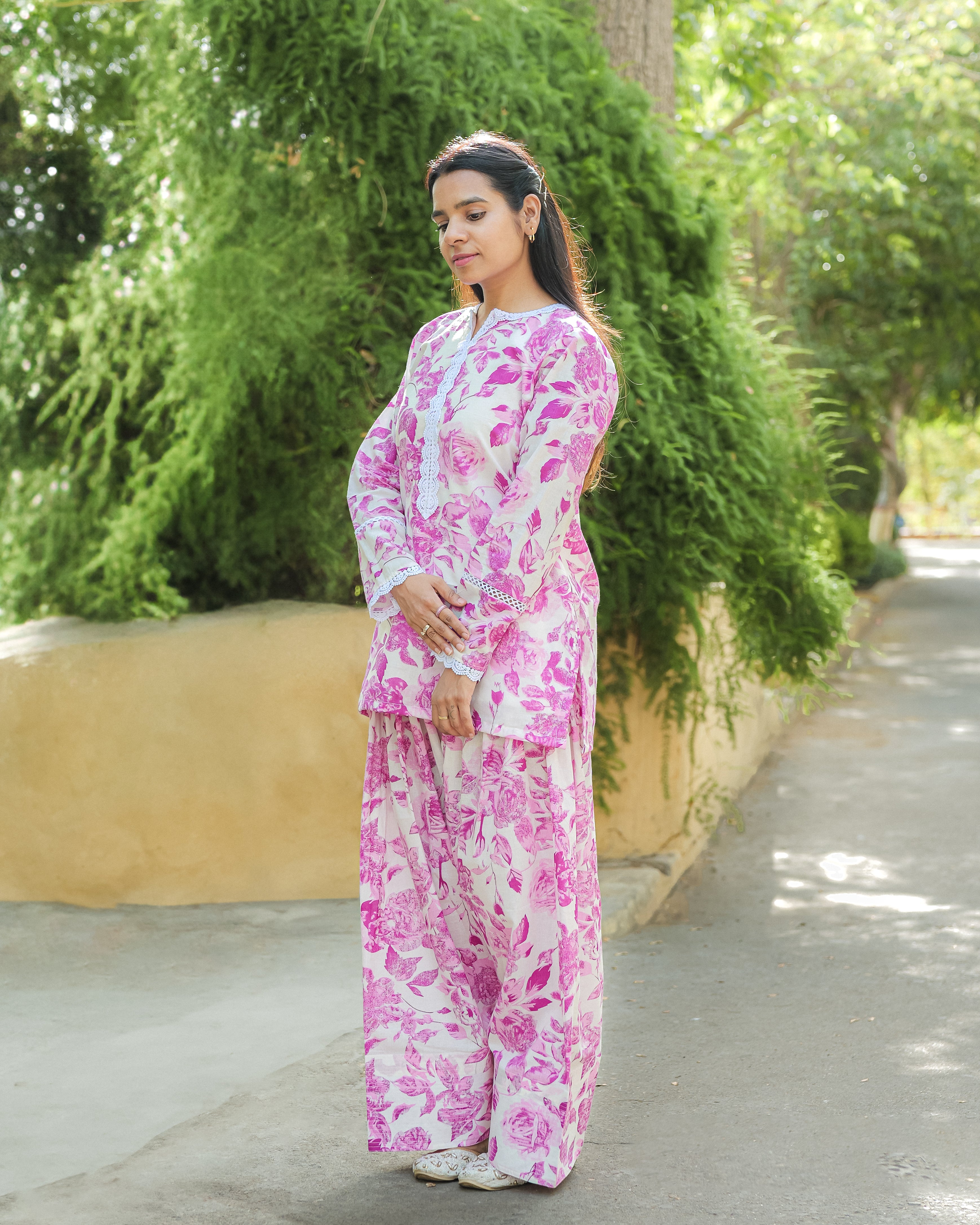 Pink Floral Farshi Salwar Set