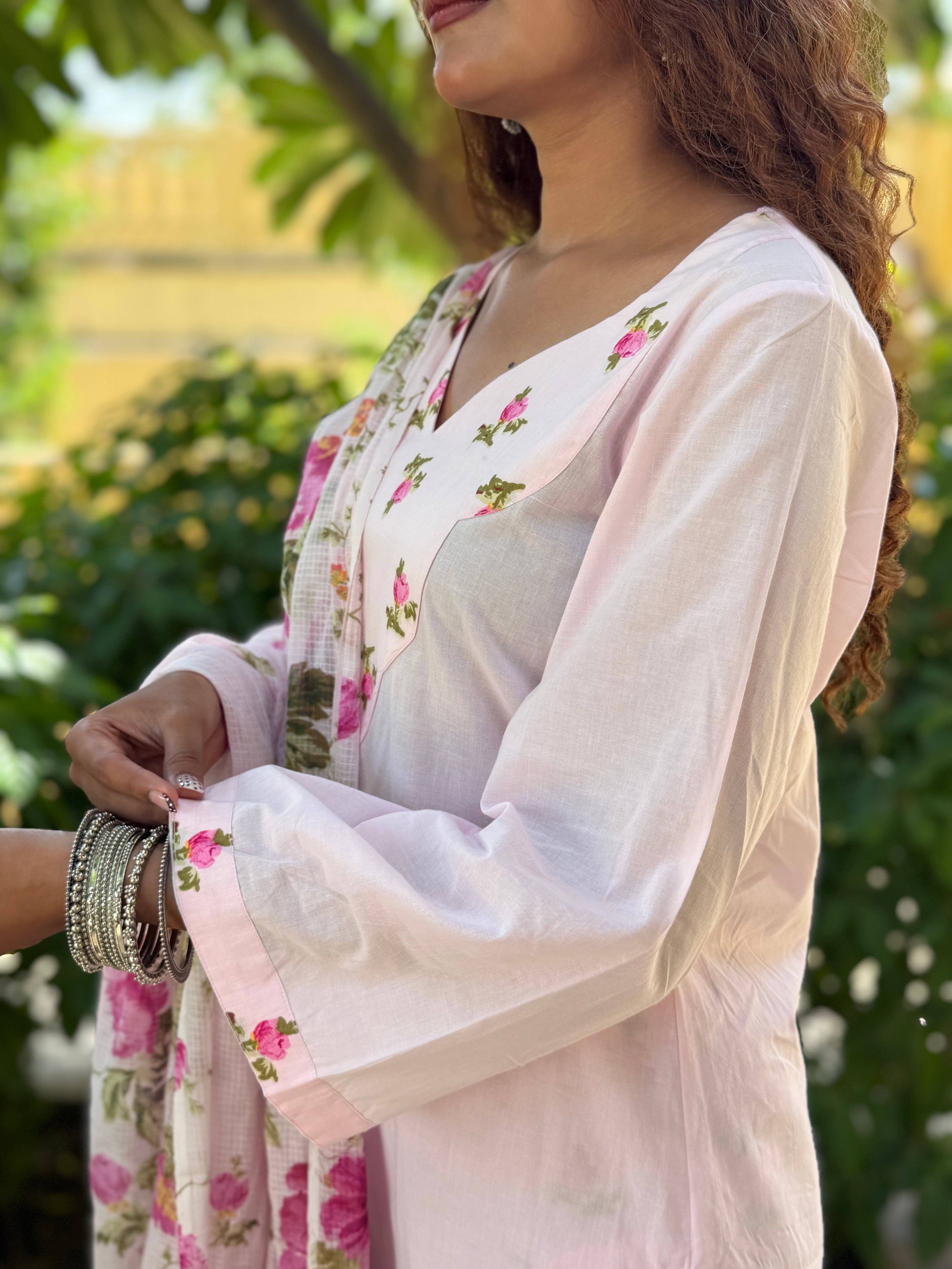 Pink Farshi Set With Dupatta