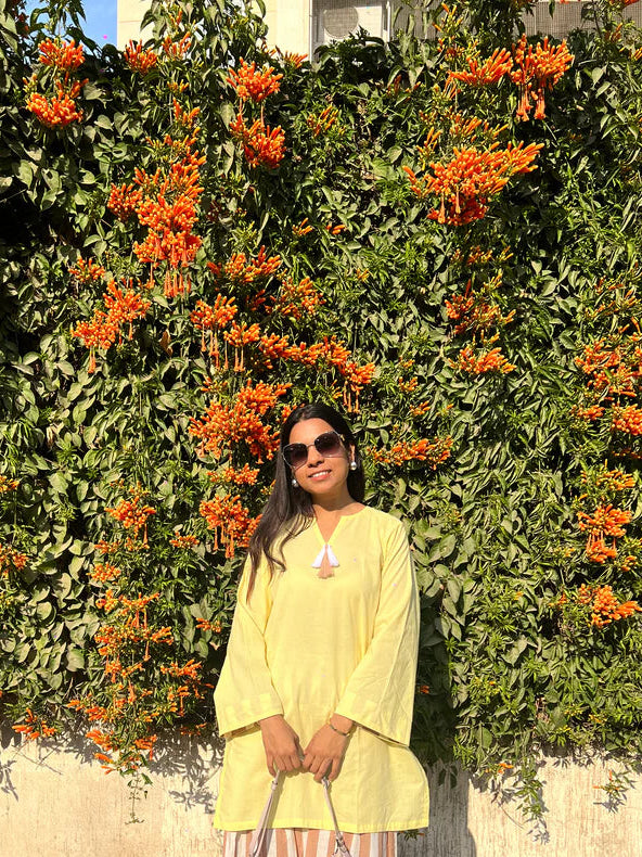Yellow Solid Cotton Kurti