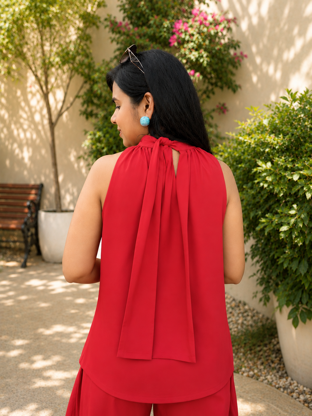 Red Halter Top Barrel Pant Co-Ord Set