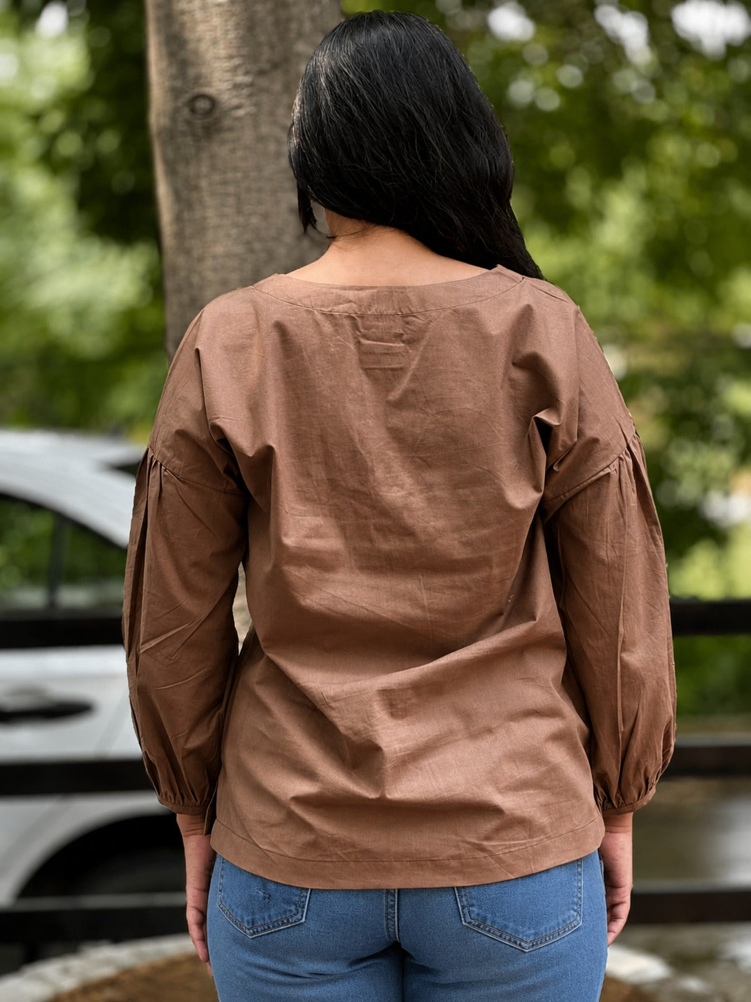 Mocha Brown Patch Top