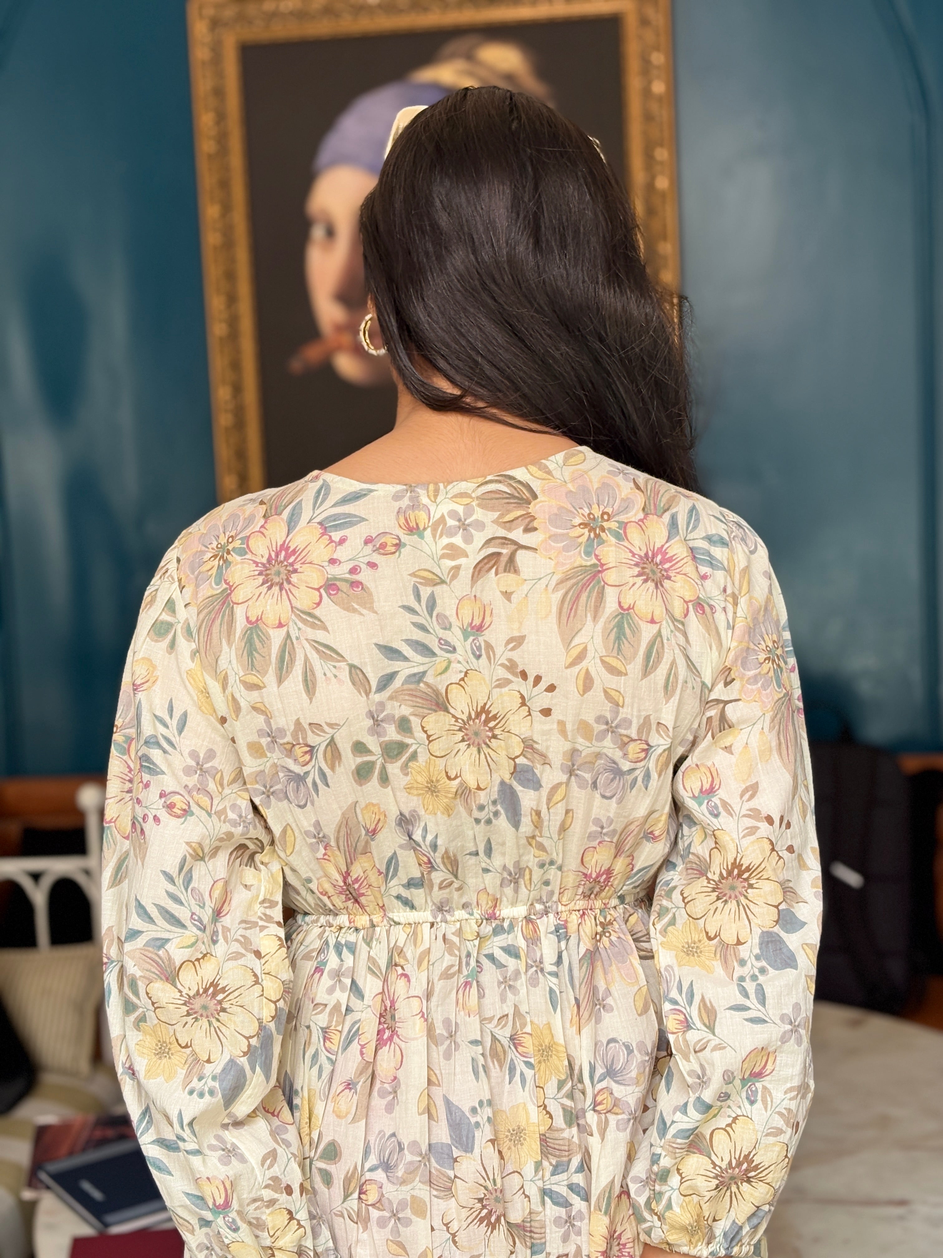 Pale Yellow Botanical Dress