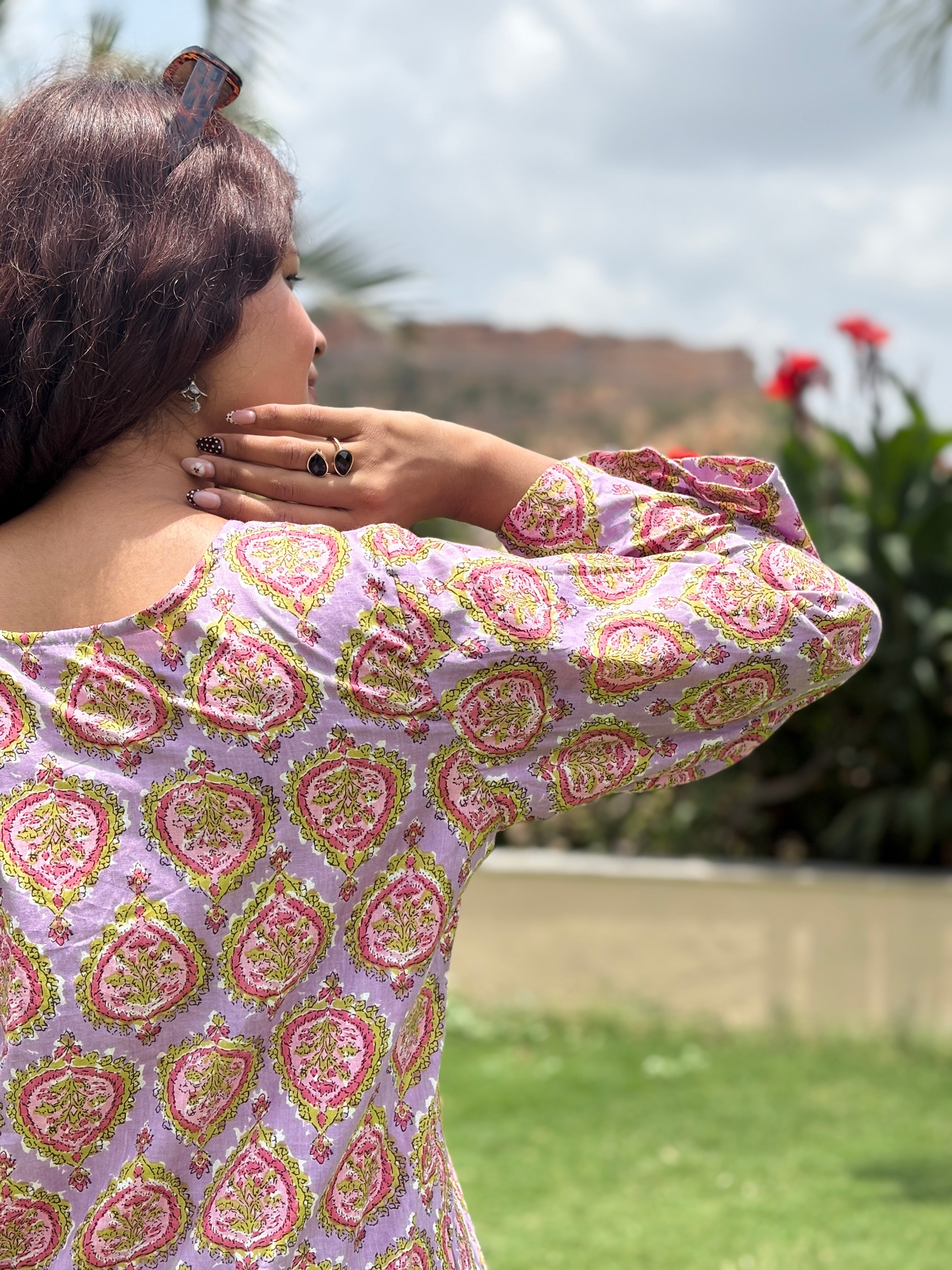 Purple buta contrast Farshi set