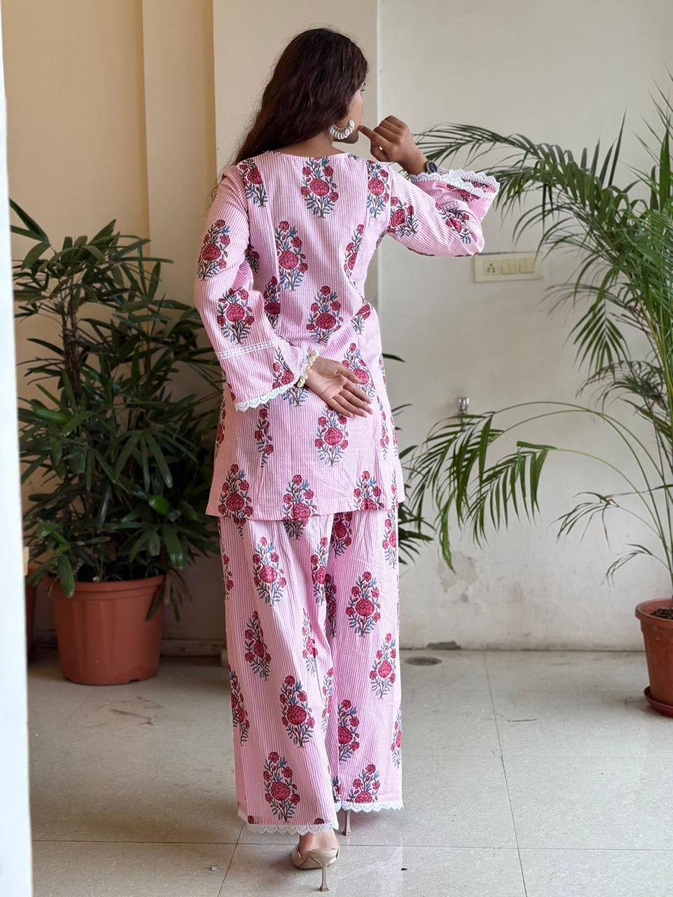 Pink palazzo farshi set