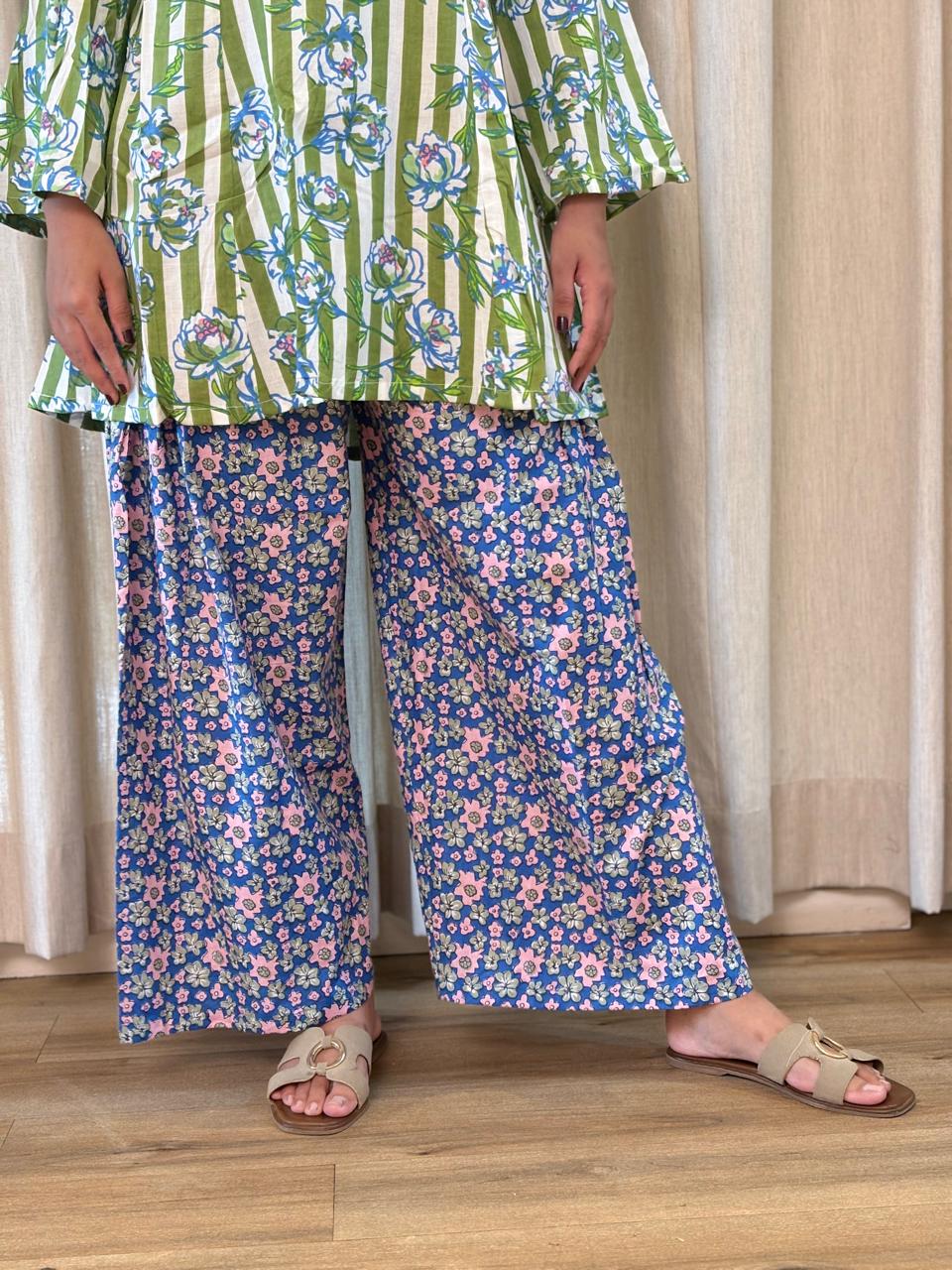 Green baby floral palazzo farshi set