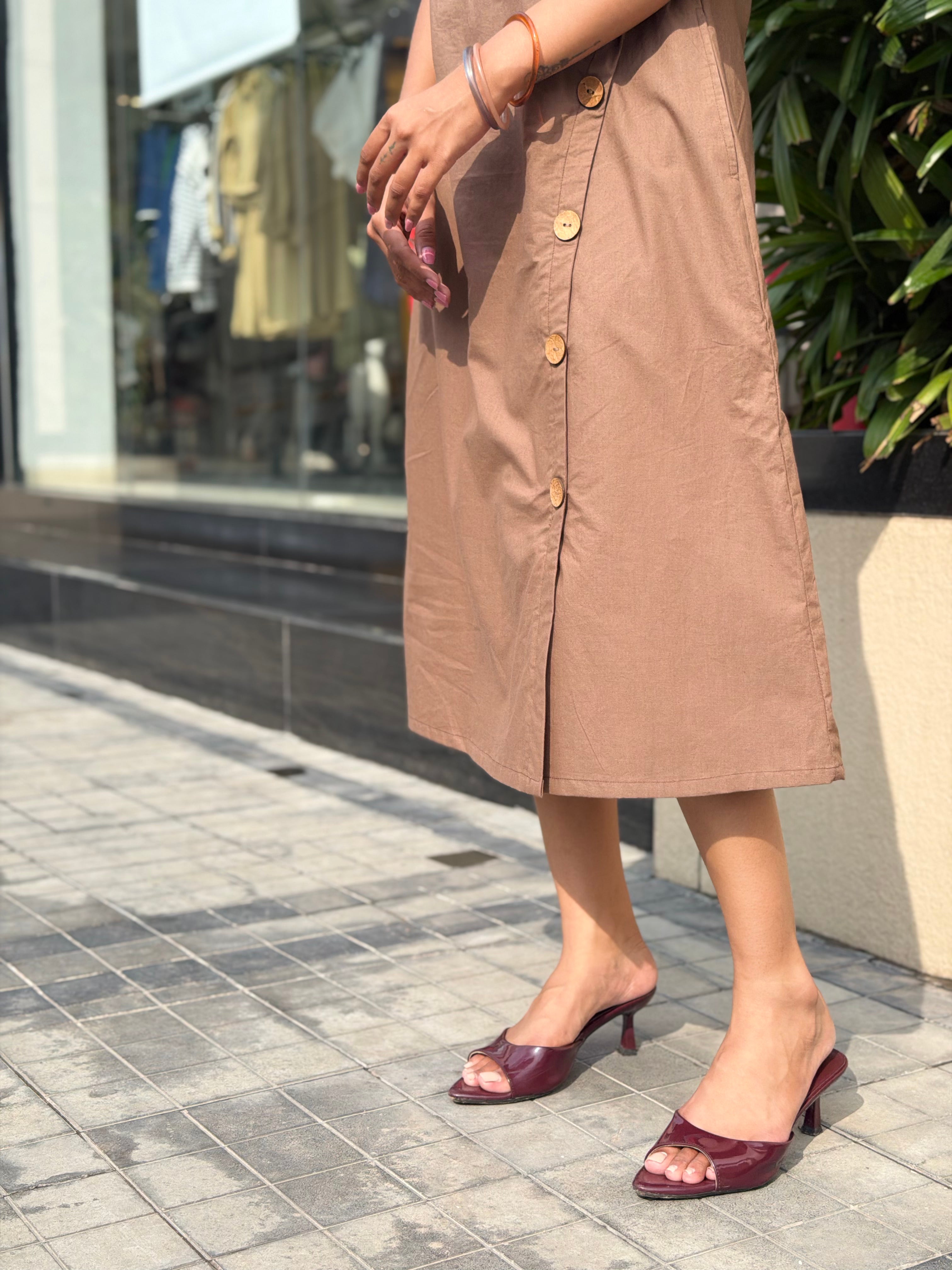 Mocha Brown Midi Dress