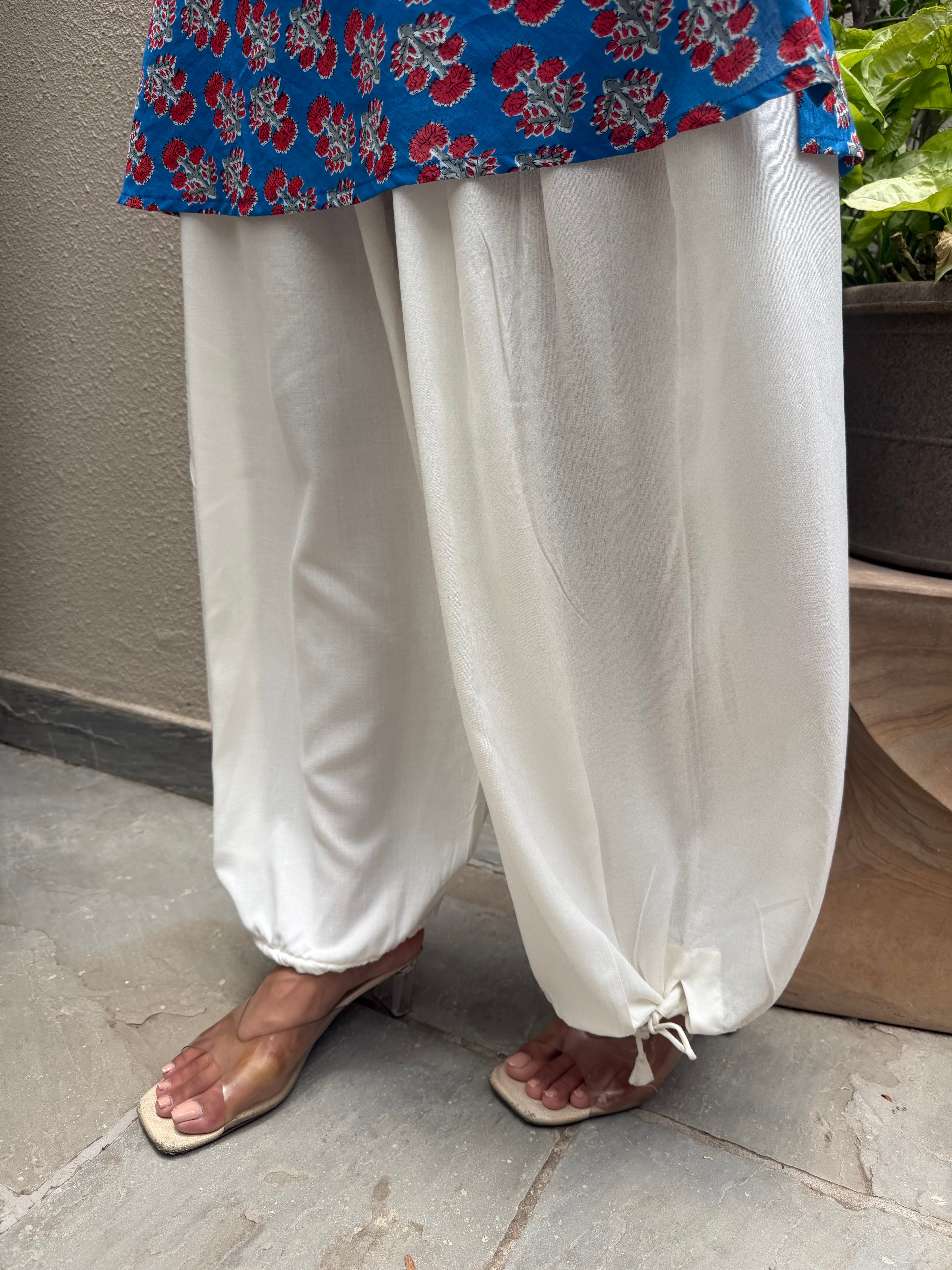 Blue Bloom Kurti with Dori Balloon Salwar