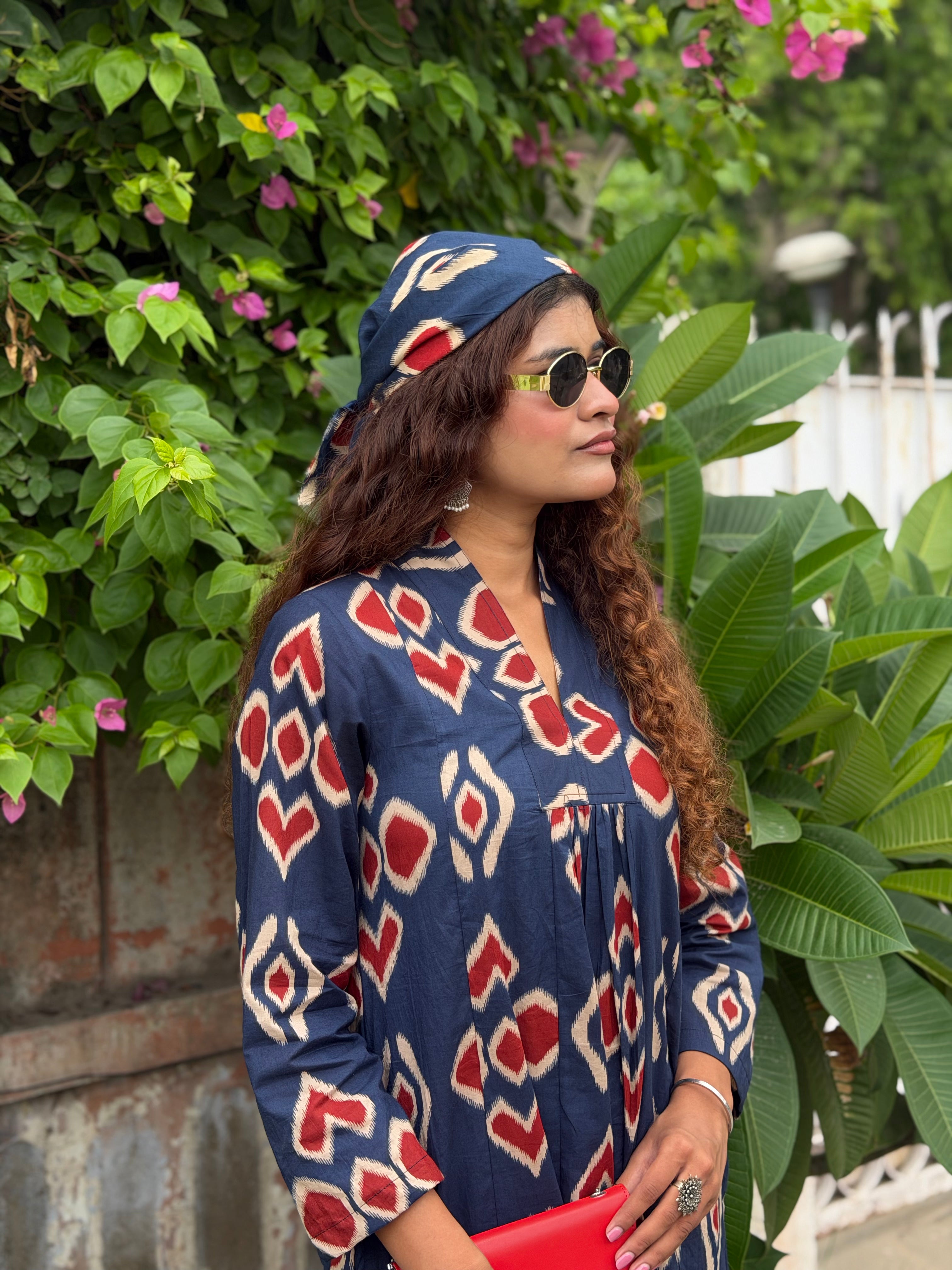 Blue Ikat Day Dress