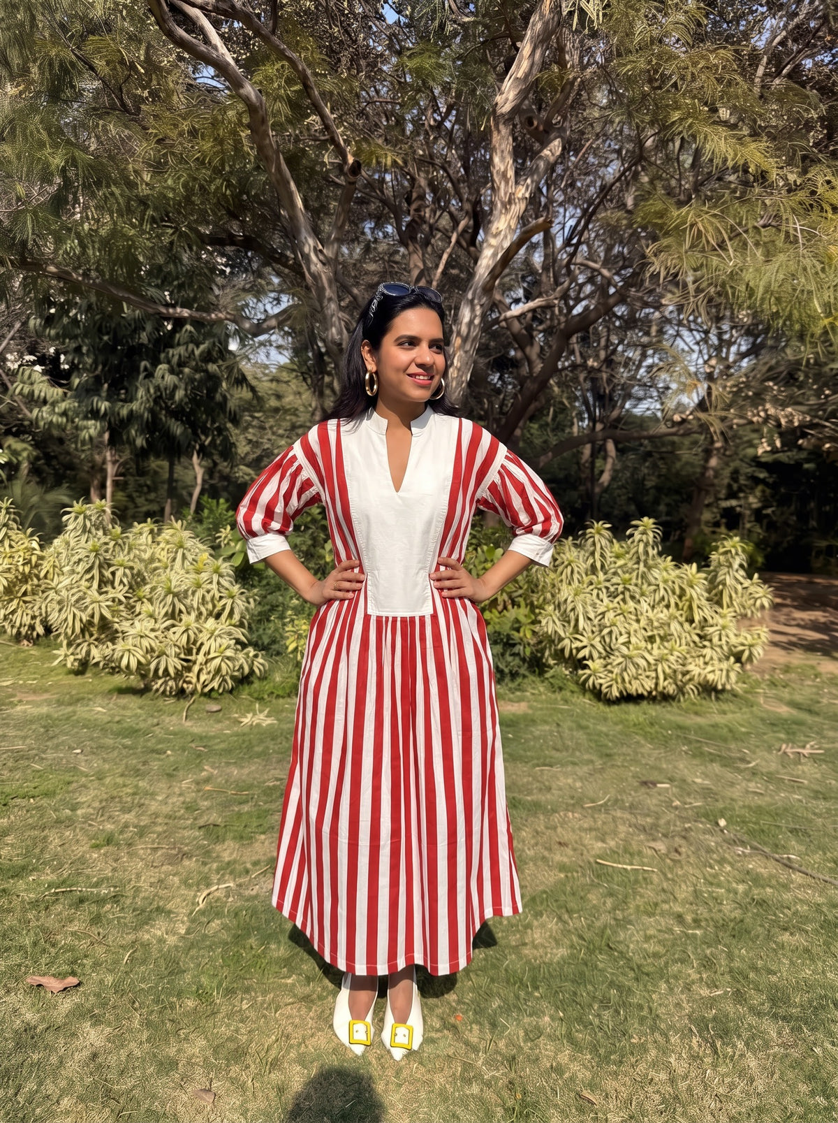 Crimson Bold Stripe Dress