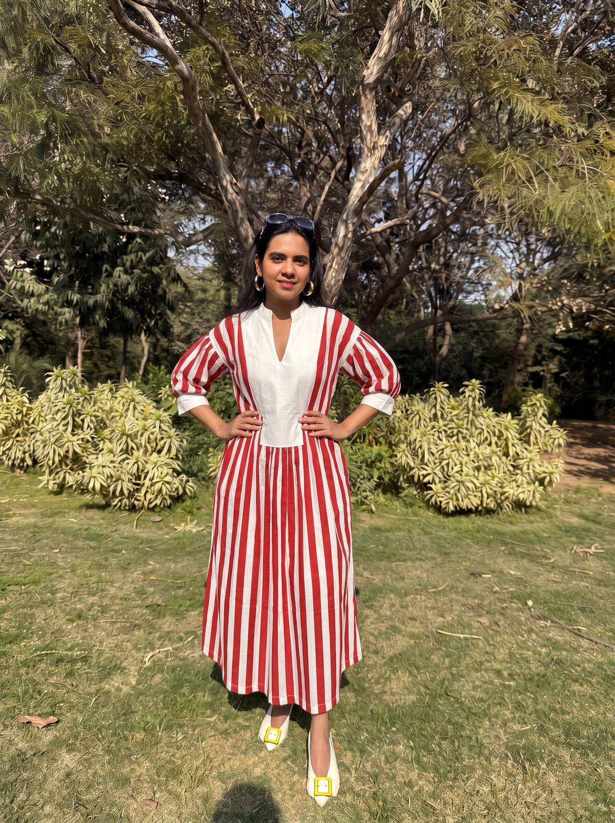 Crimson Bold Stripe Dress