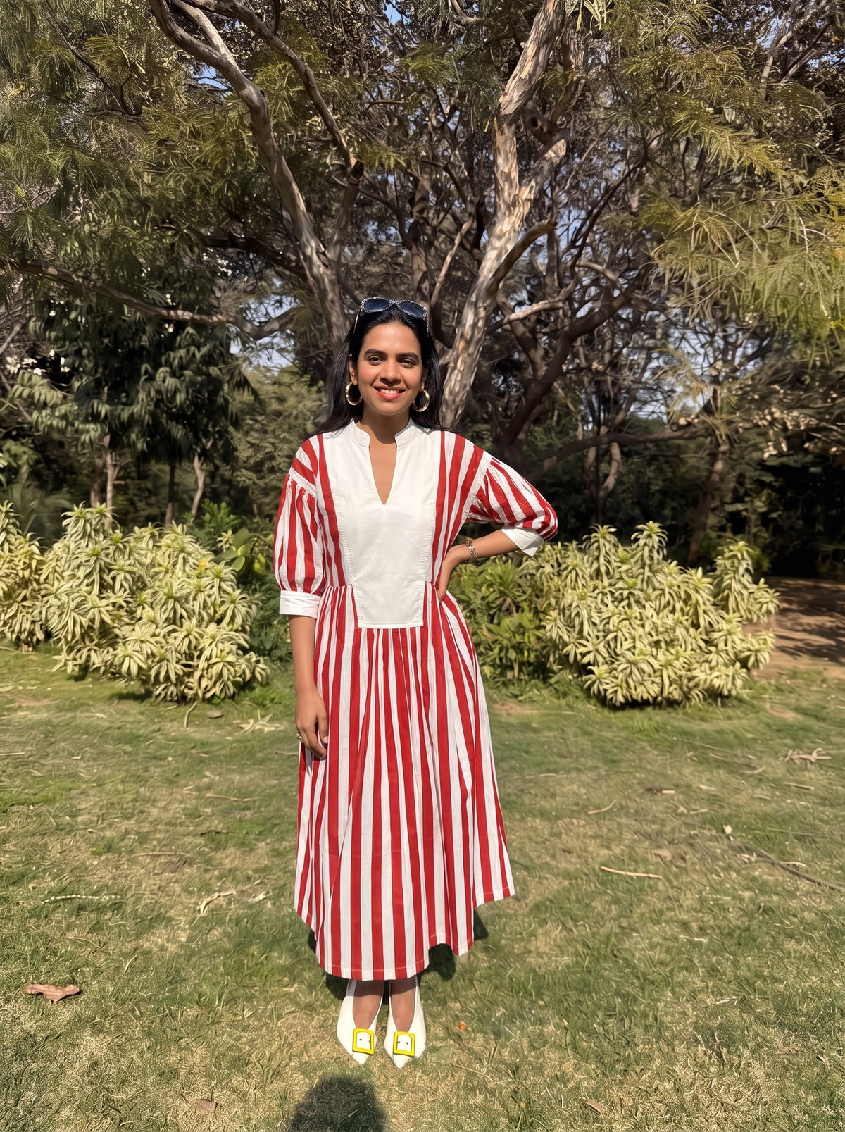 Crimson Bold Stripe Dress