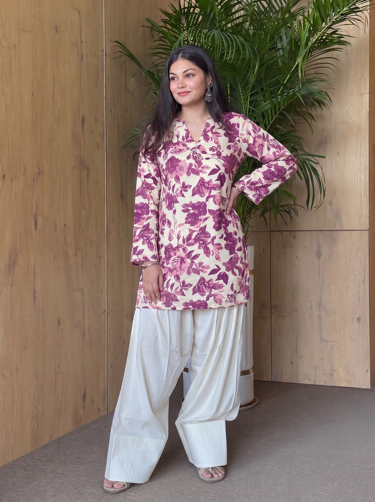 Rose Gingham Floral Farshi Salwar