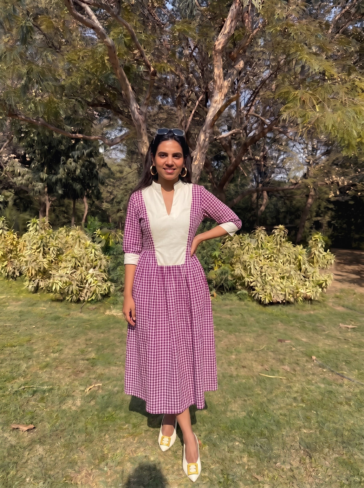 Berry Gingham Dress