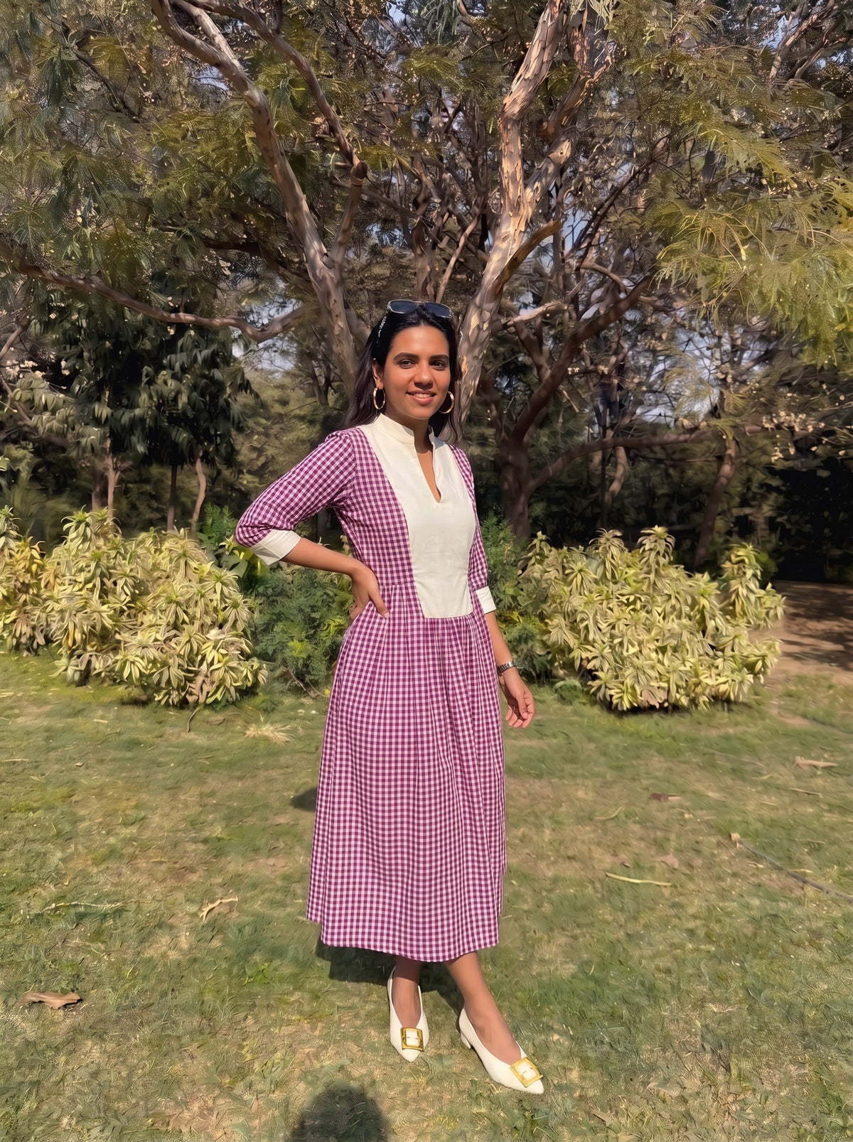 Berry Gingham Dress