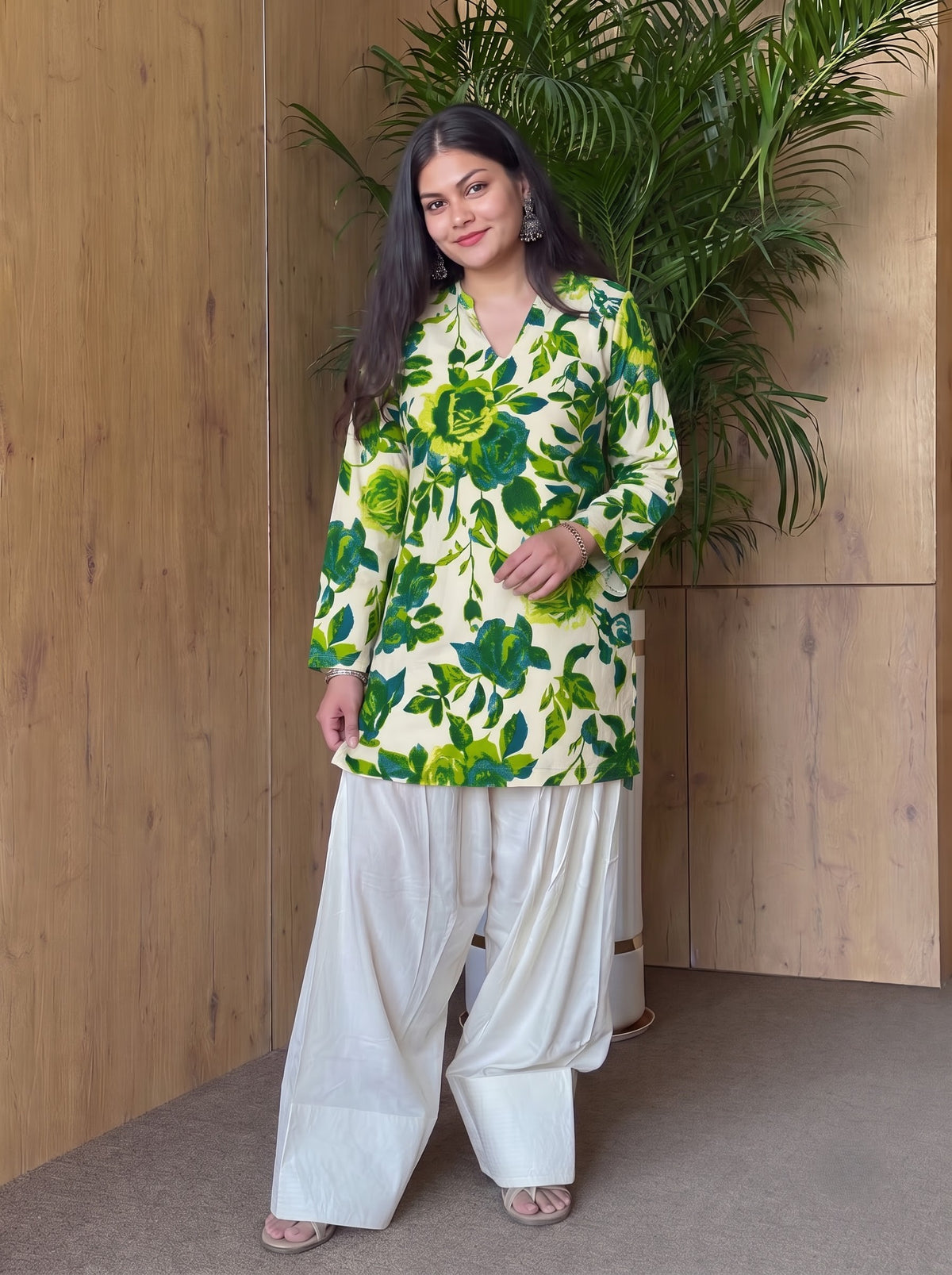 Lime Garden with Contrast Farshi Salwar