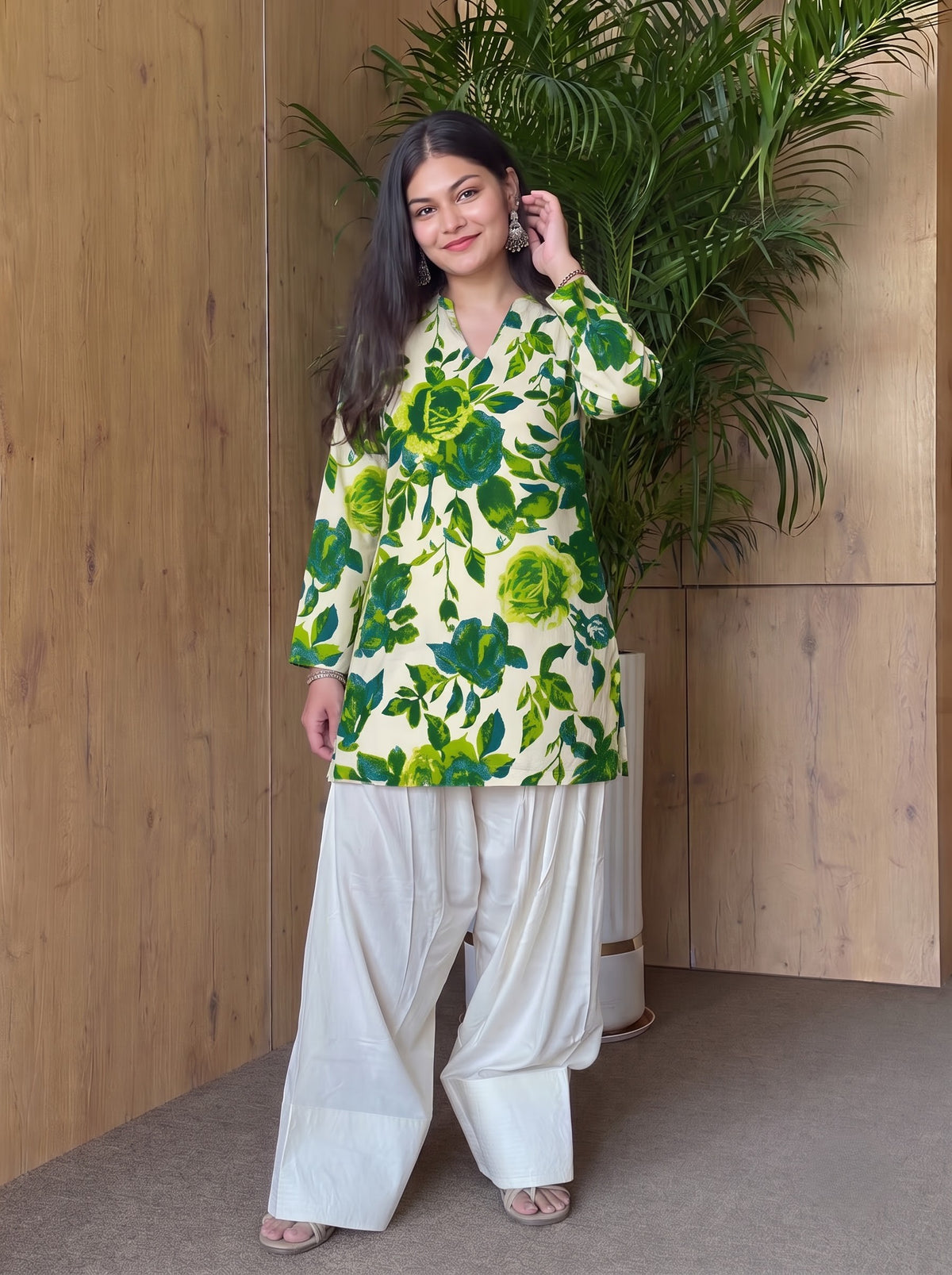 Lime Garden with Contrast Farshi Salwar