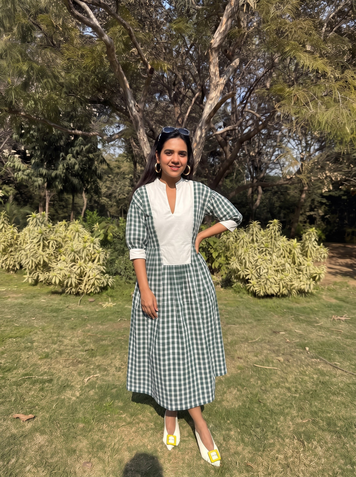 Green Gingham checks Dress