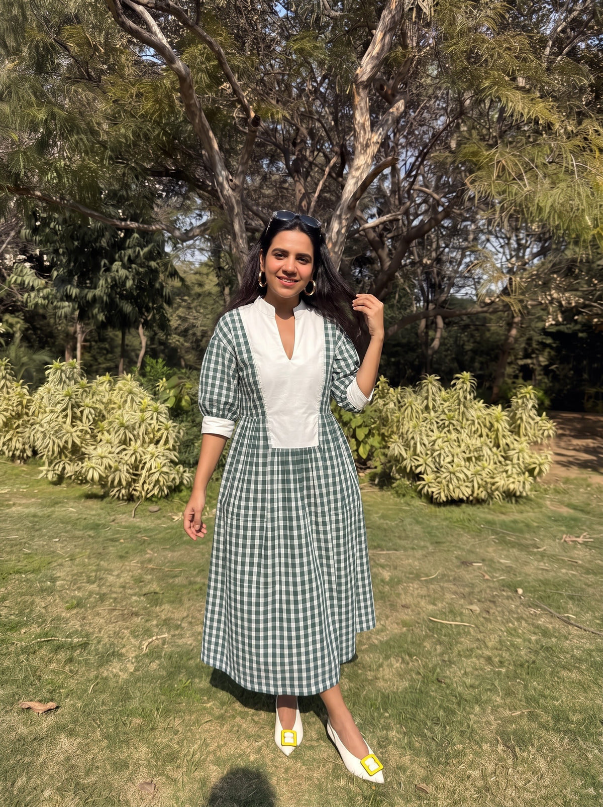 Green Gingham checks Dress