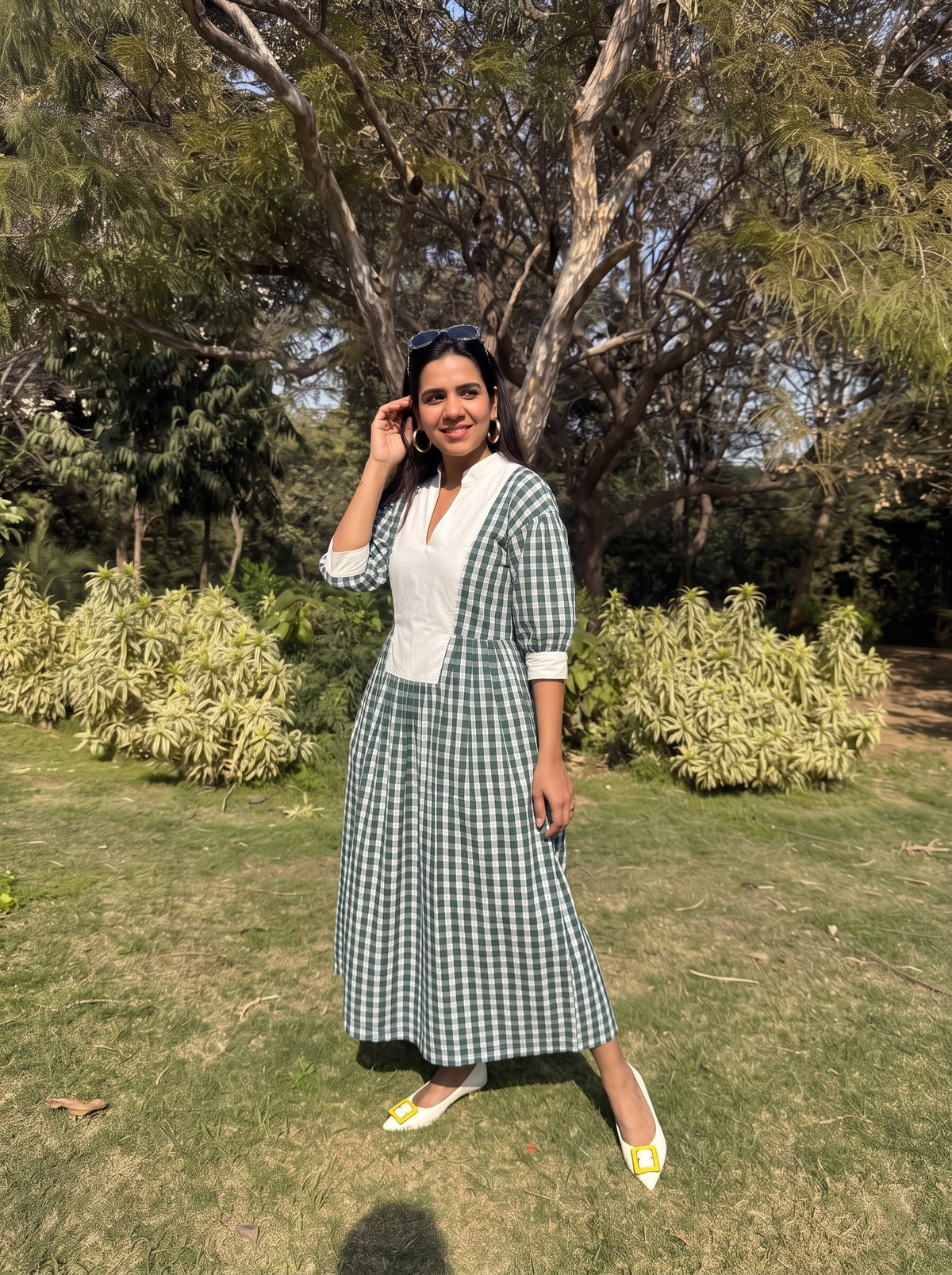Green Gingham checks Dress
