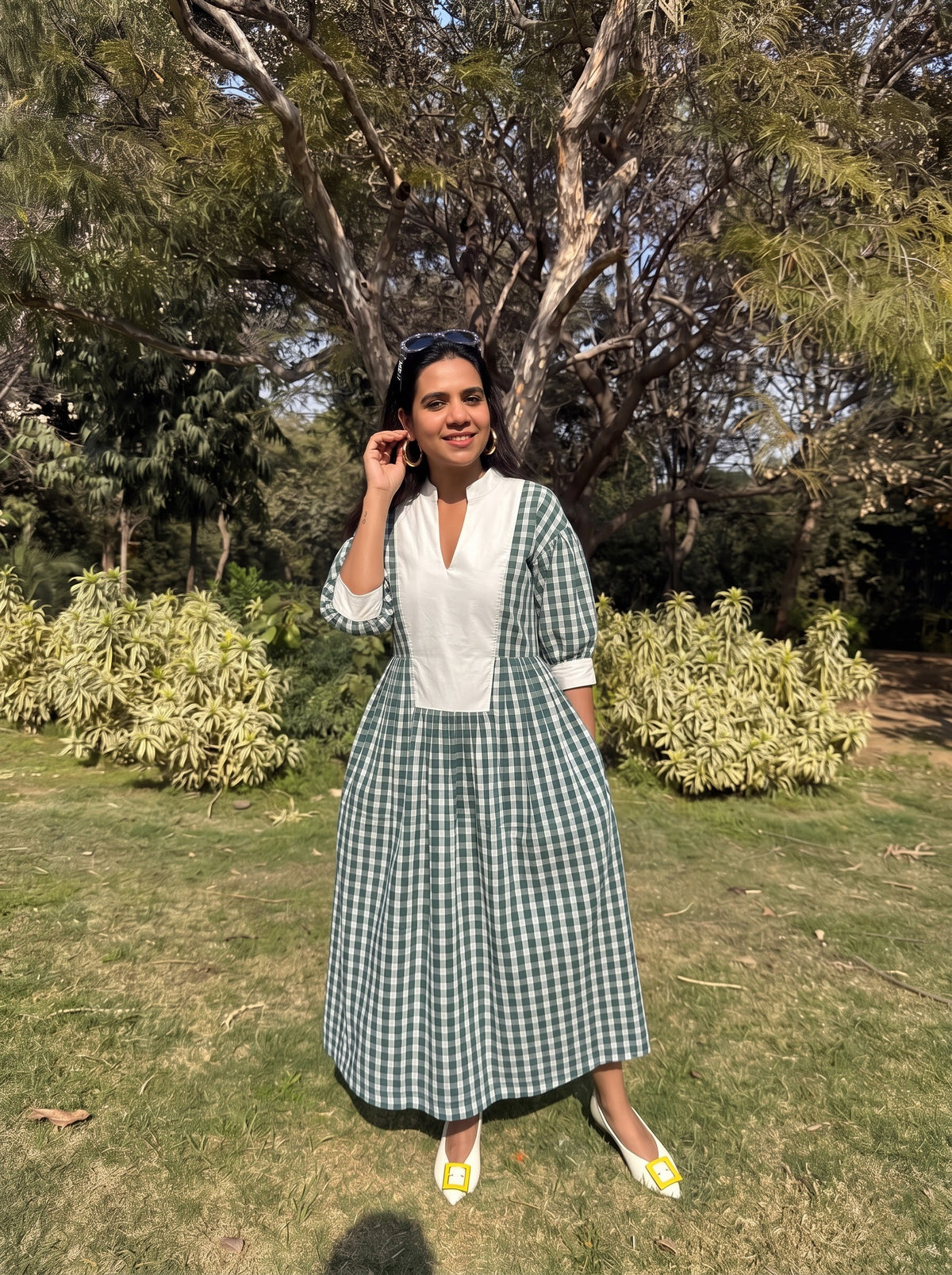 Green Gingham checks Dress