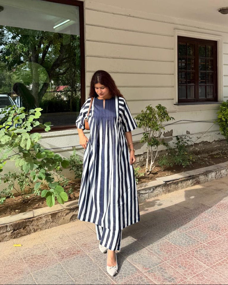 Blue white stripe Co-ord set