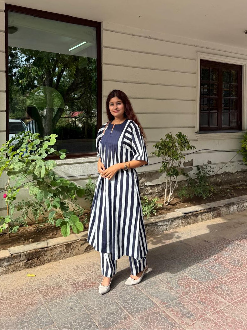 Blue white stripe Co-ord set