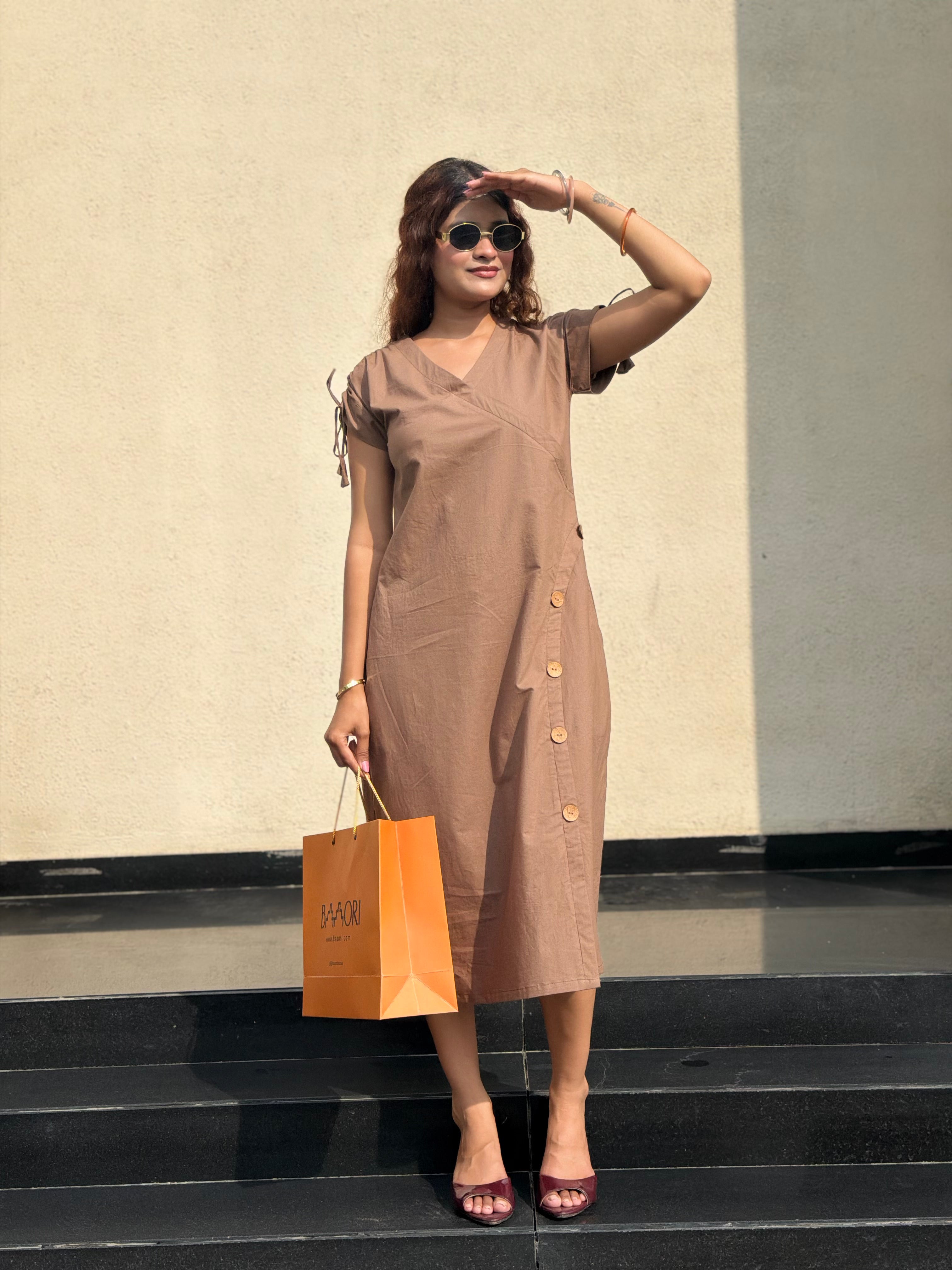 Mocha Brown Midi Dress