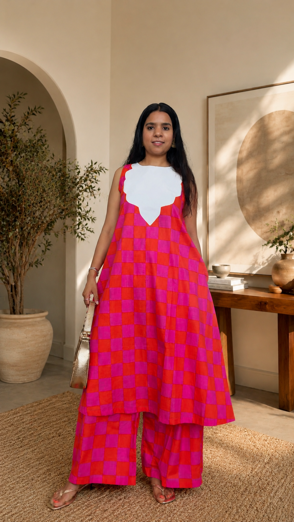 Pink and Orange Checks Co Ord set