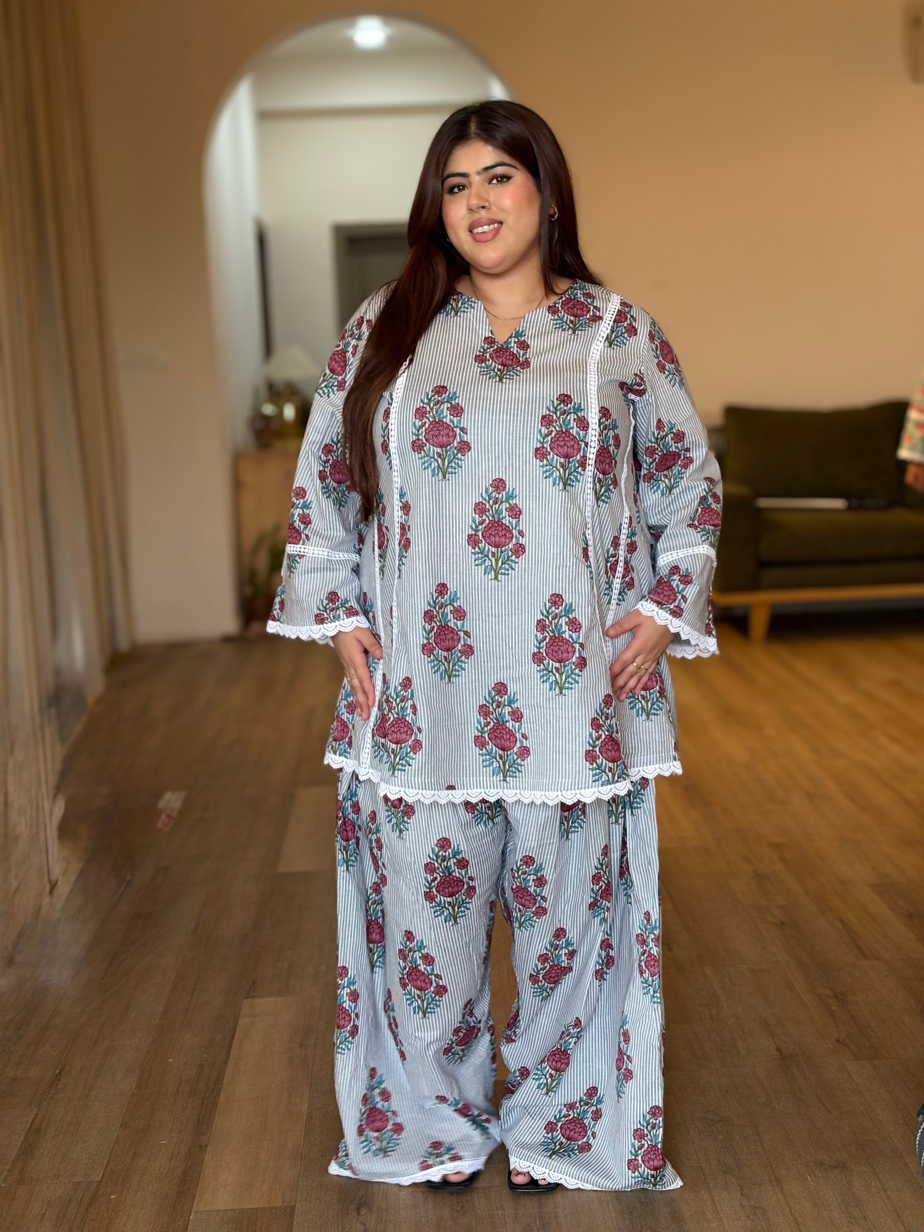 Grey palazzo farshi set