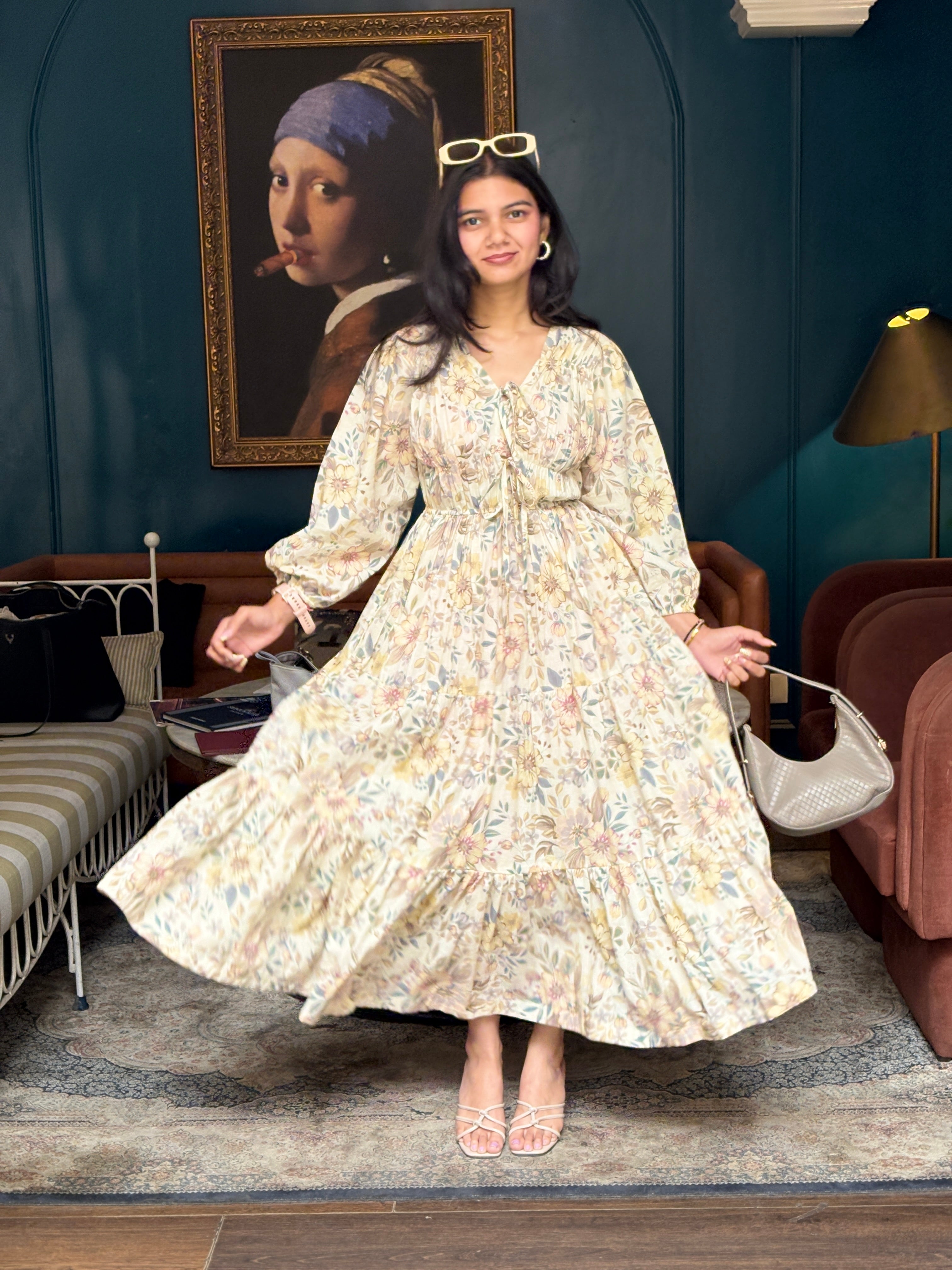Pale Yellow Botanical Dress