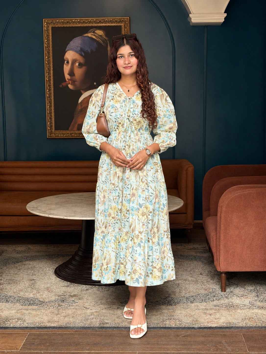 Pale Blue Botanical Dress
