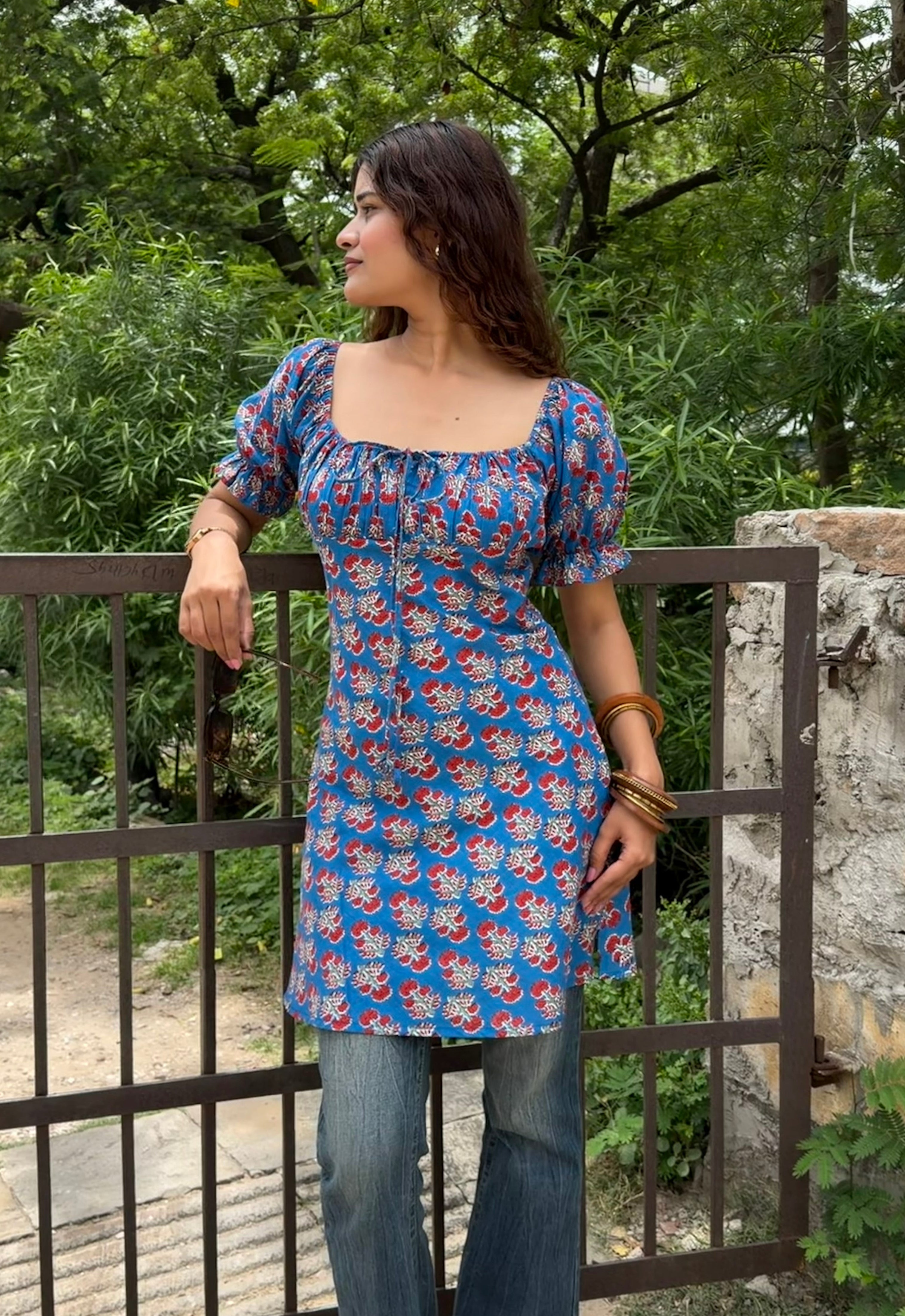 Blue Bloom Dress style Kurti