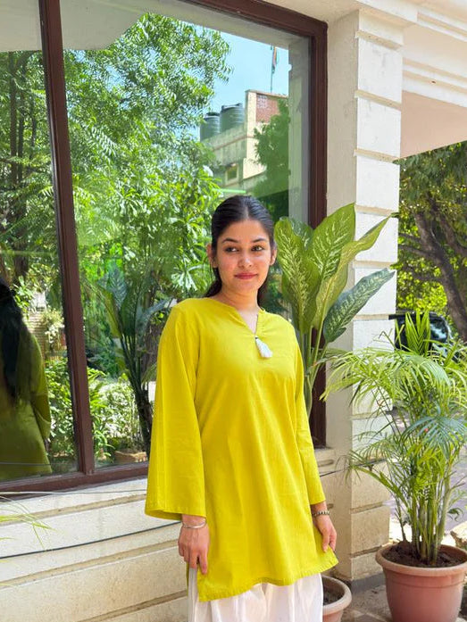 Lime Green Cotton Kurti