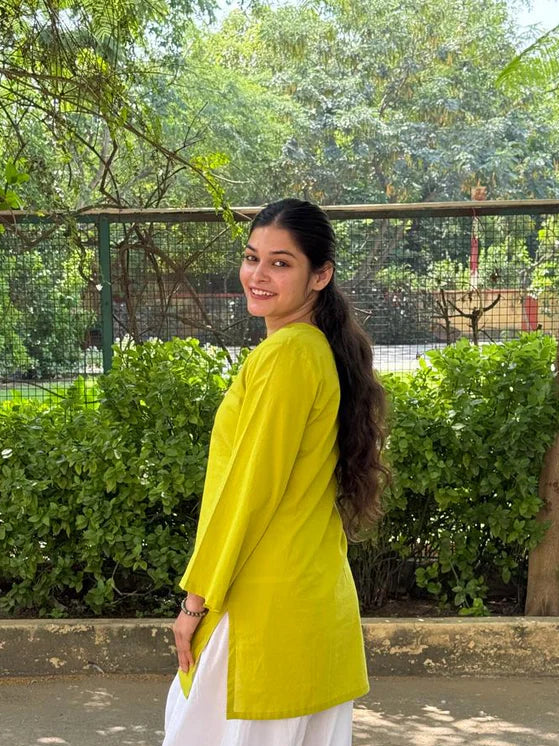 Lime Green Cotton Kurti
