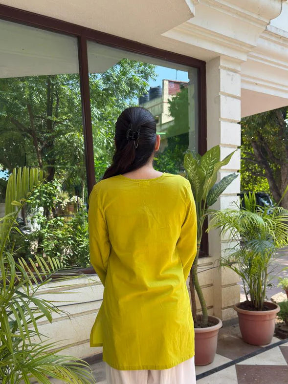 Lime Green Cotton Kurti