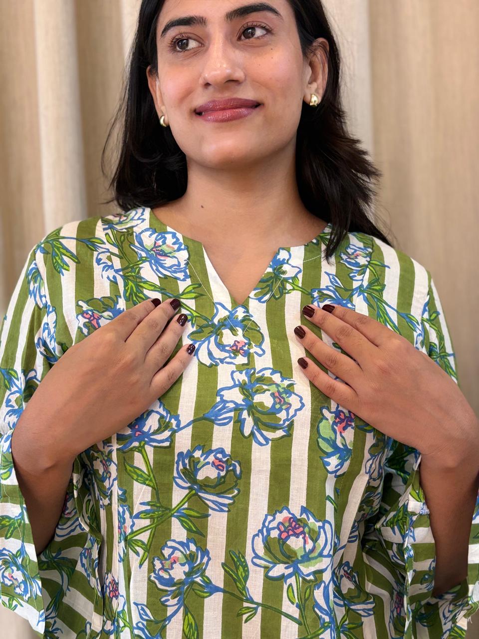 Green baby floral palazzo farshi set