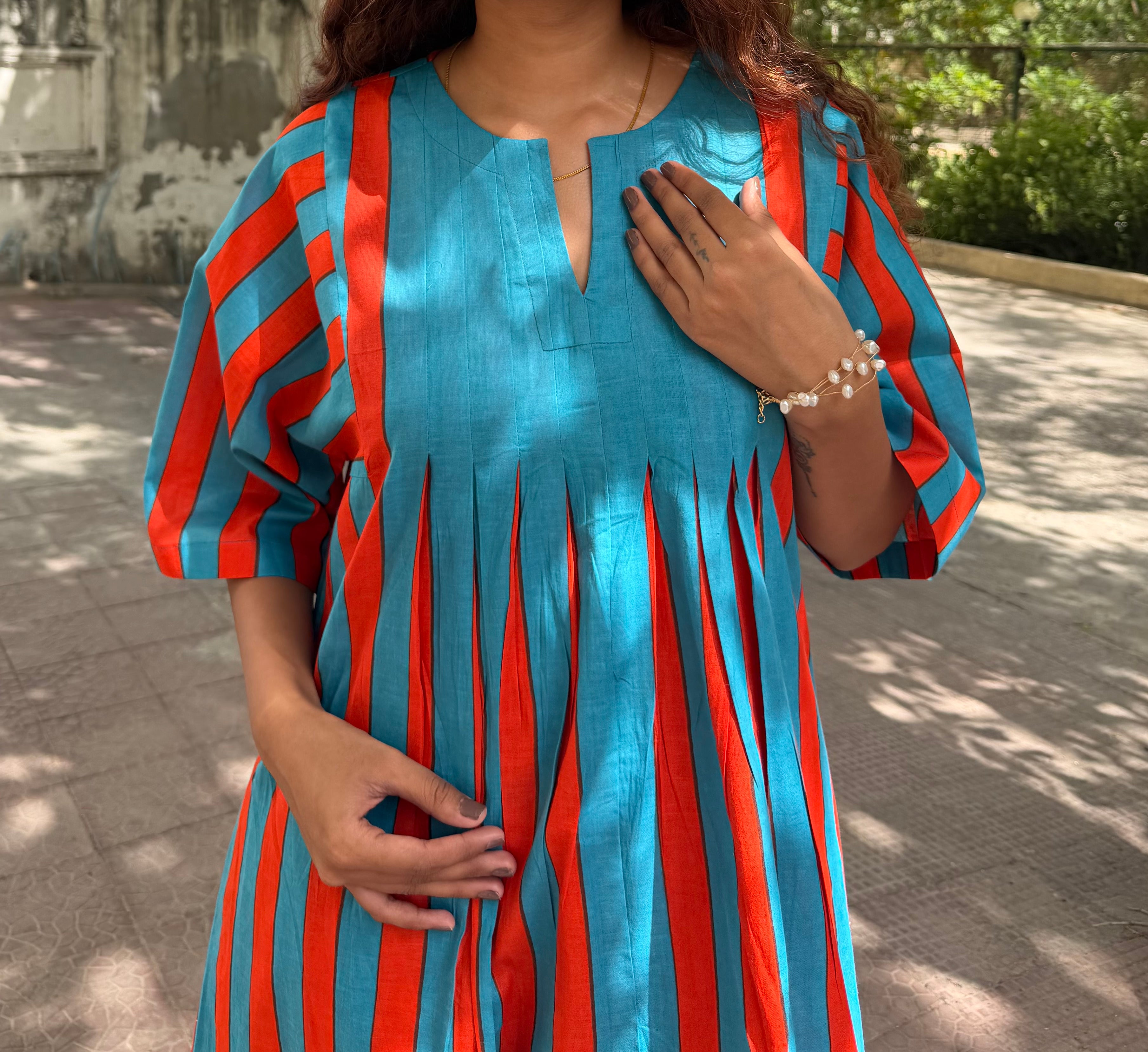 Orange Turquoise stripe co-ord set