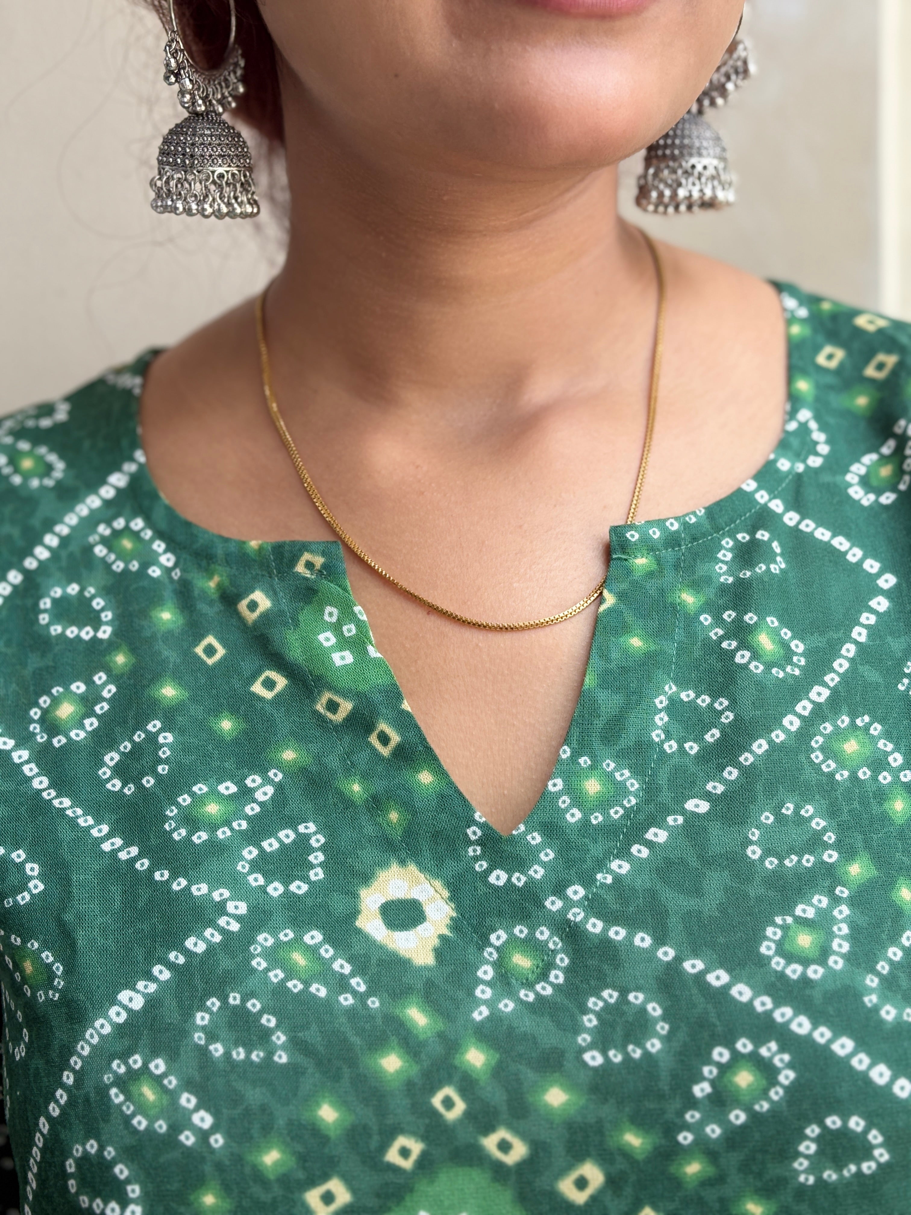 Green Bandhni kurta with Balloon Salwar