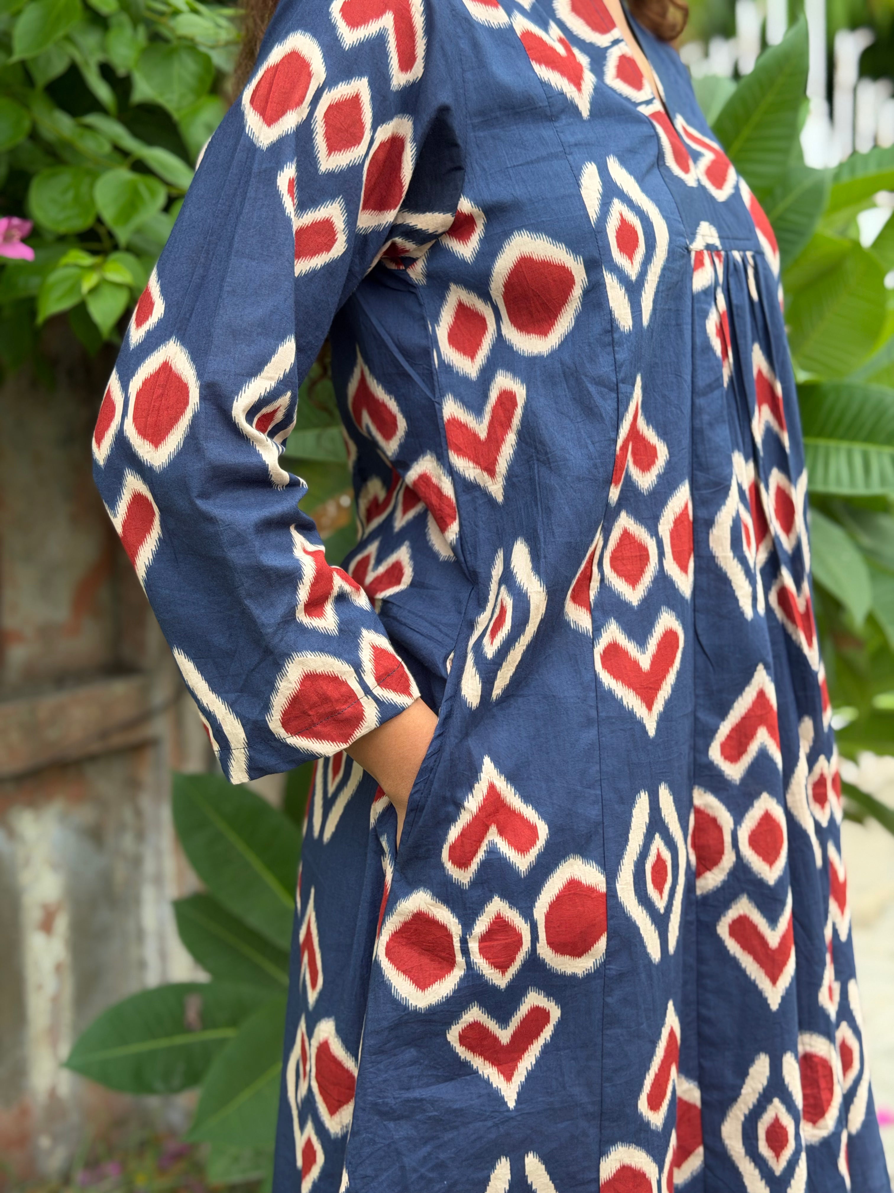 Blue Ikat Day Dress