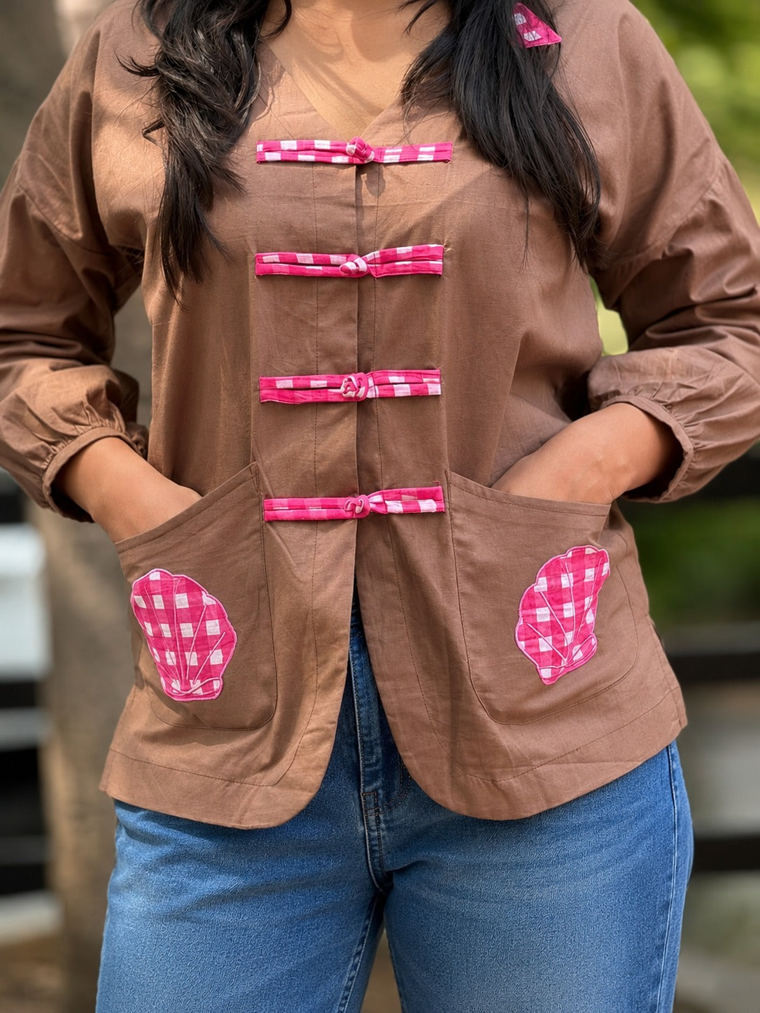 Mocha Brown Patch Top