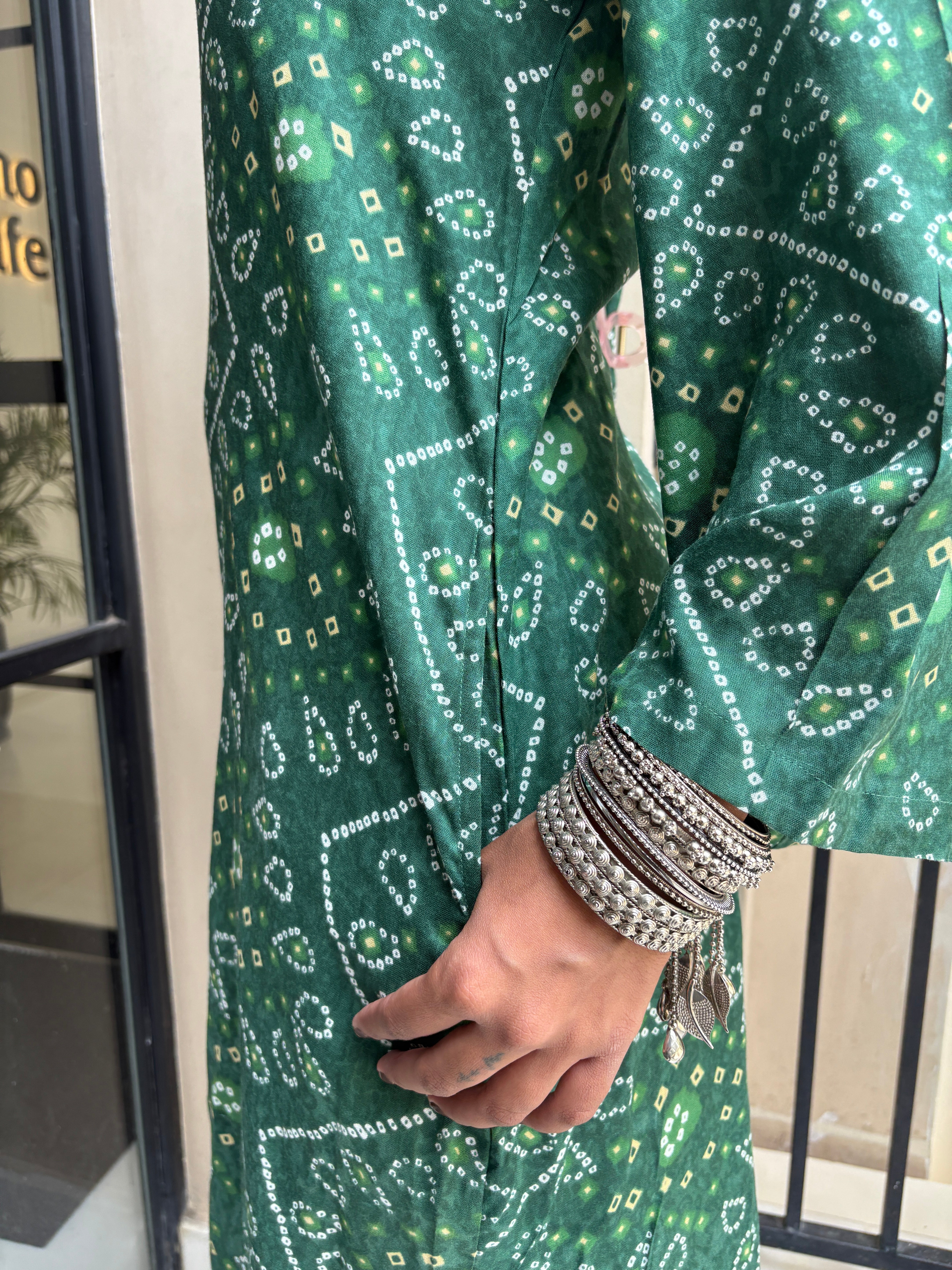 Green Bandhni kurta with Balloon Salwar