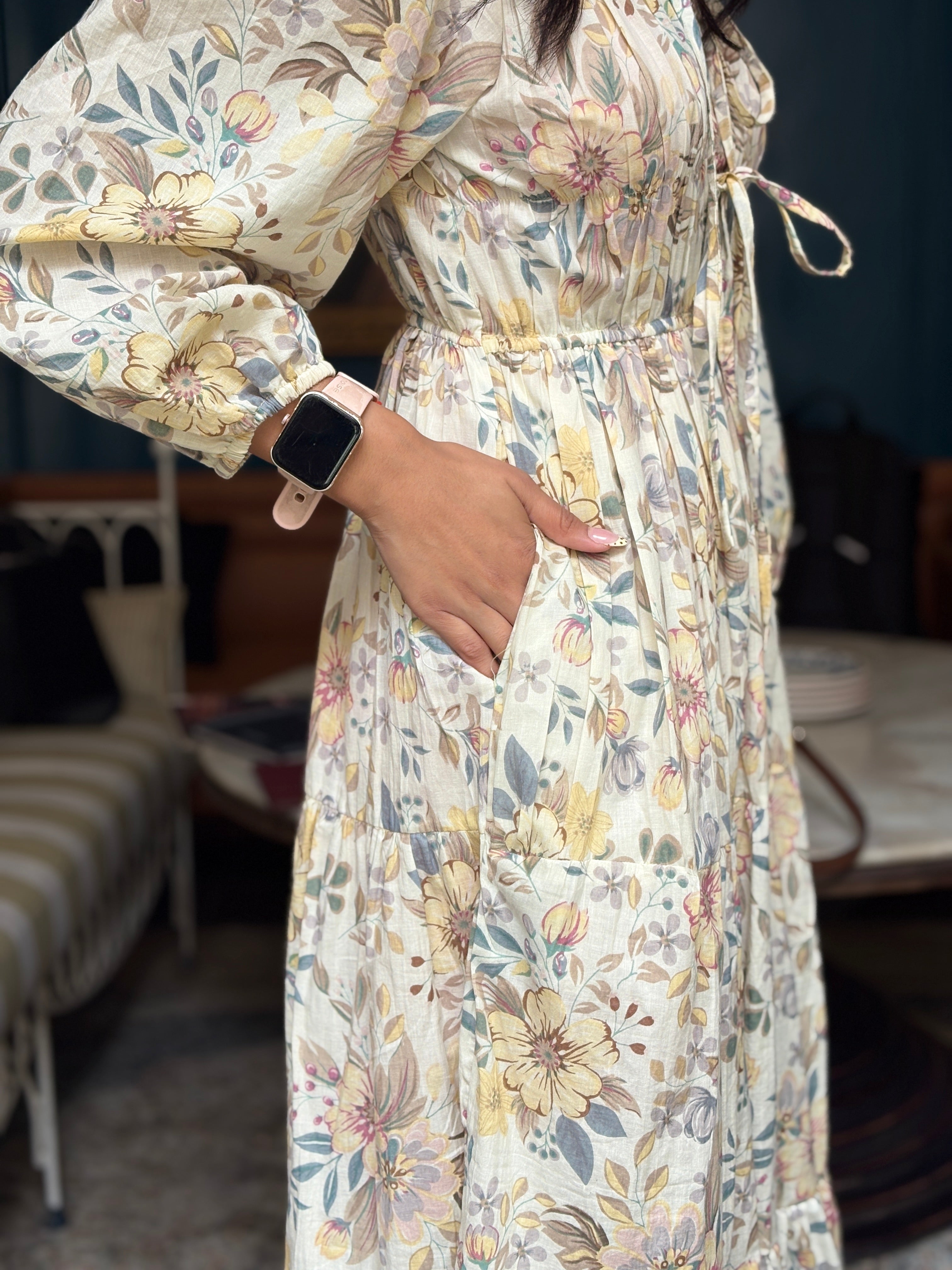 Pale Yellow Botanical Dress