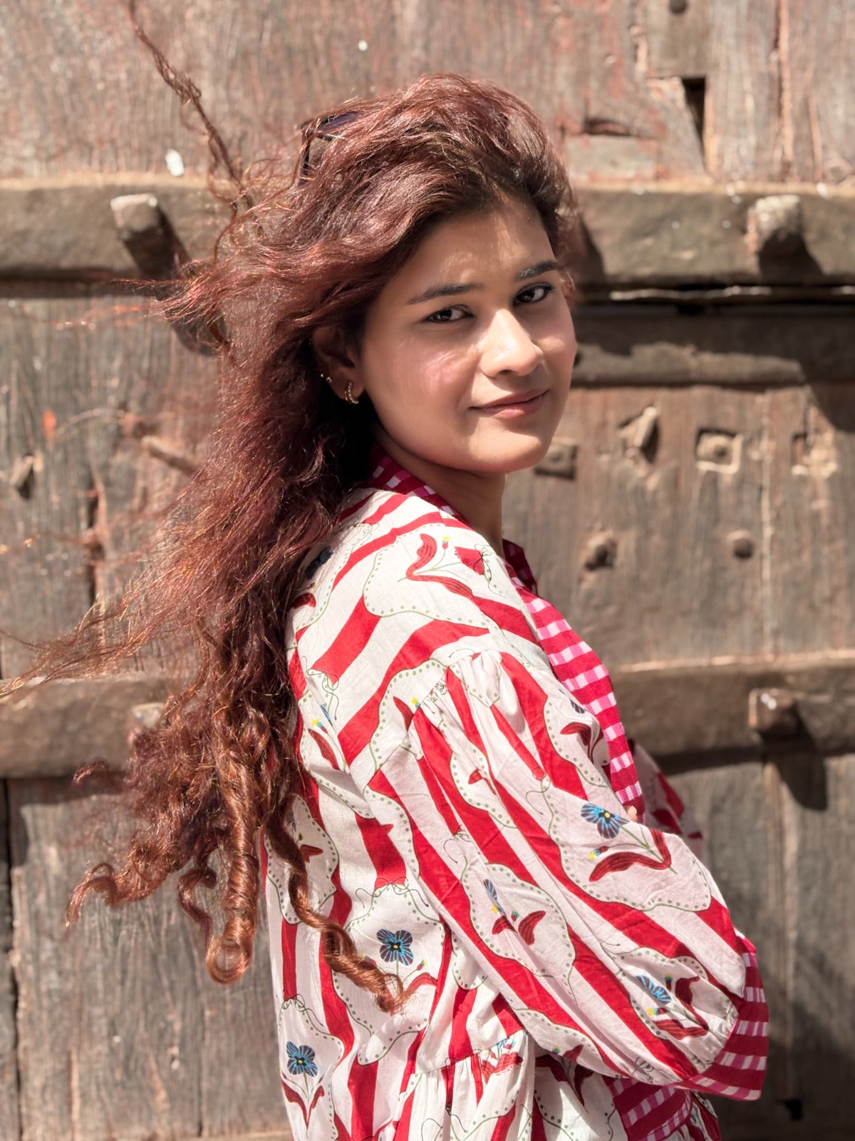 Red Buti Gingham Patch Dress