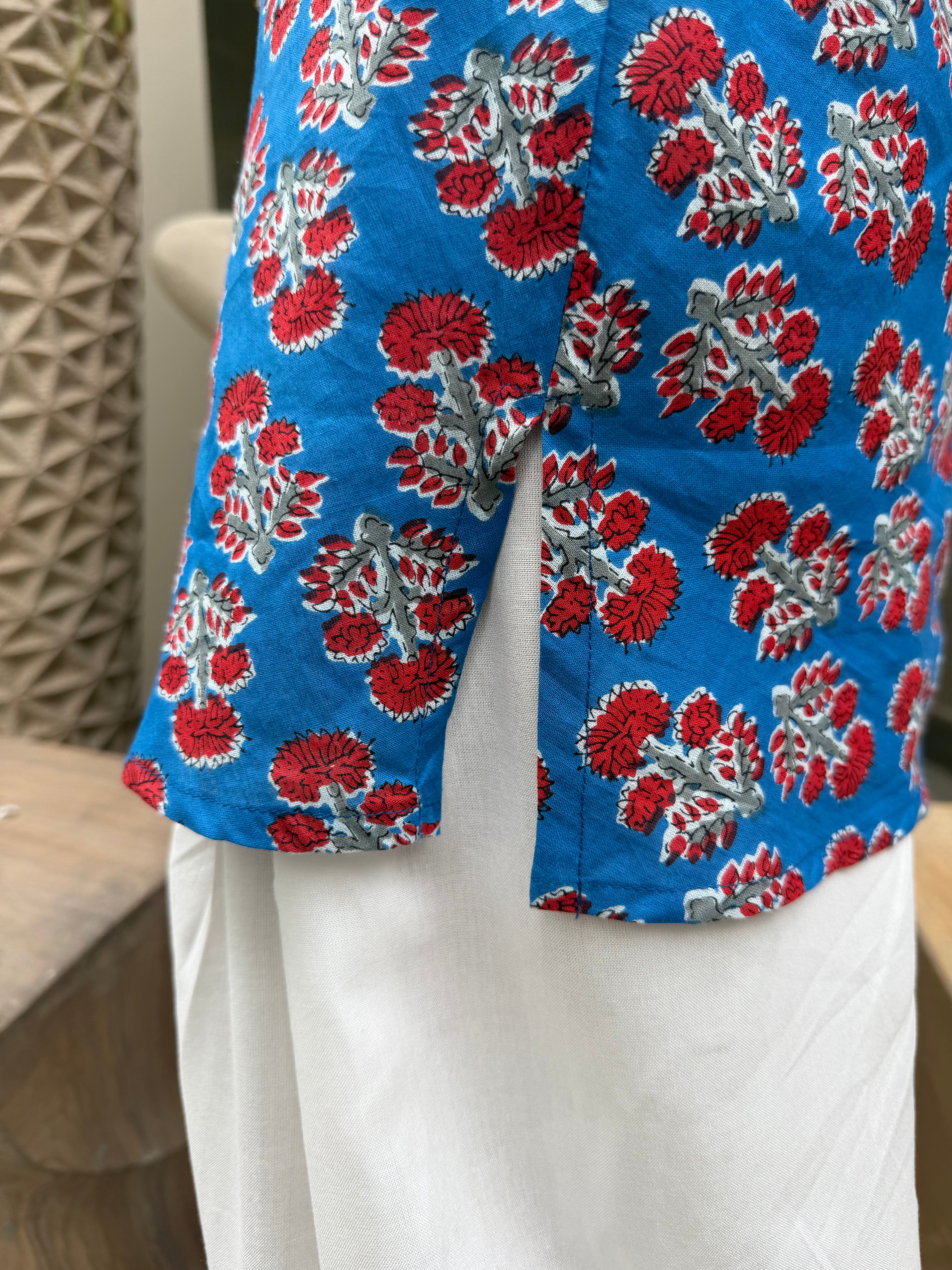 Blue Bloom Kurti with Dori Balloon Salwar