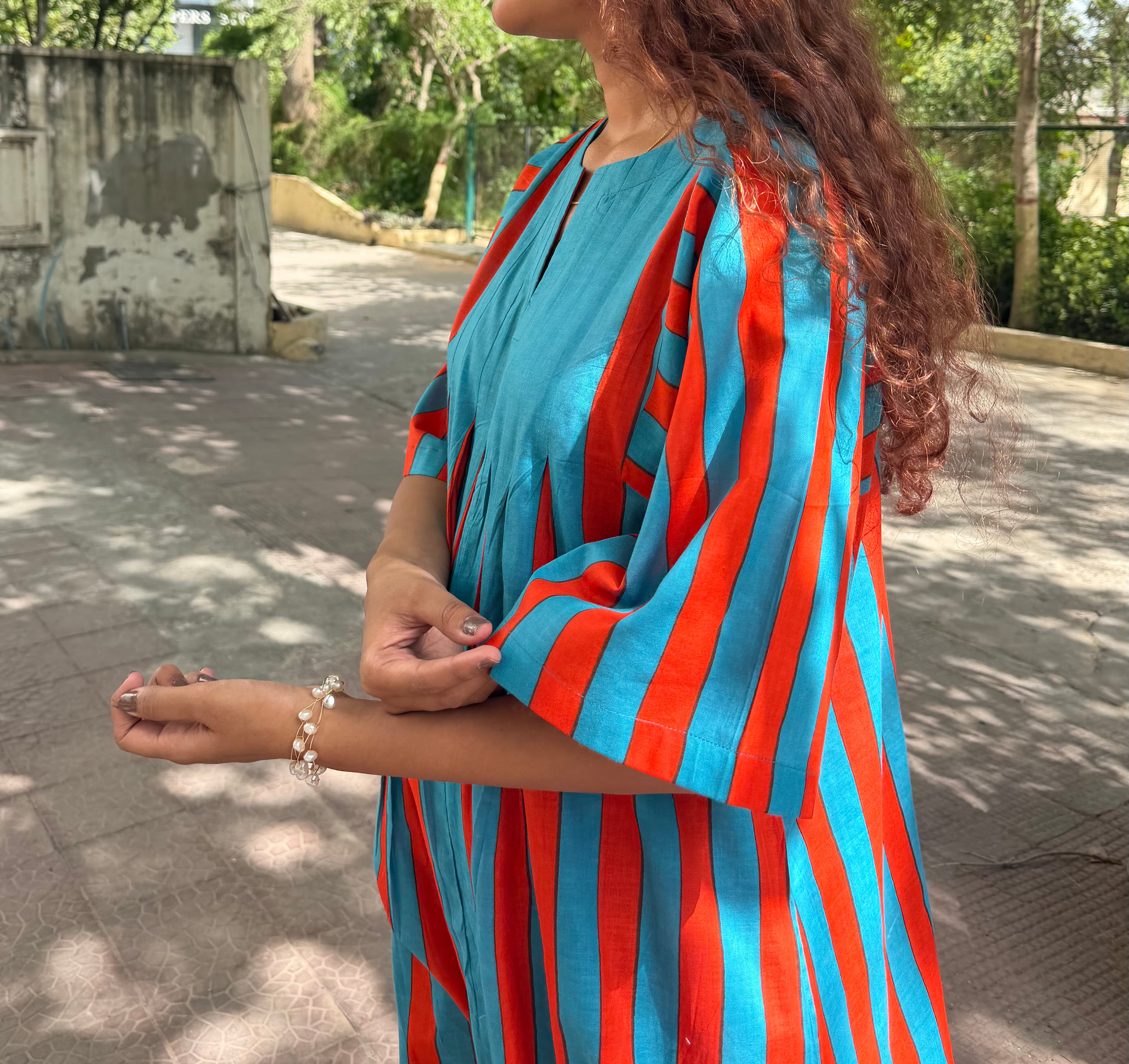Orange Turquoise stripe co-ord set